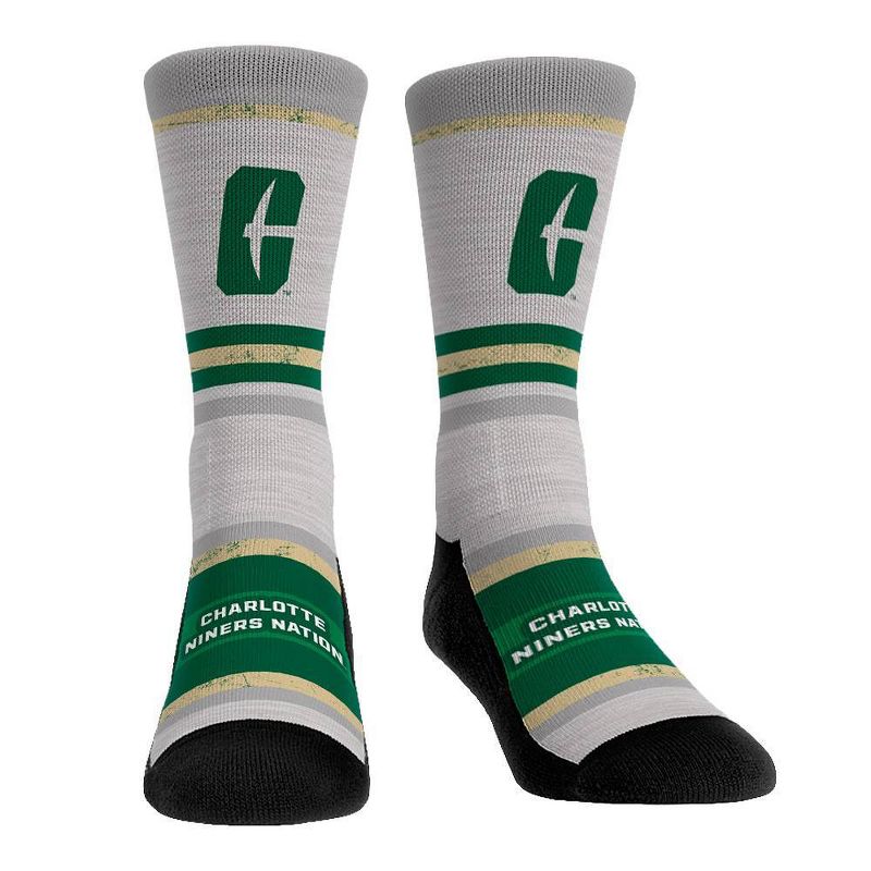 NCAA Charlotte 49ers Adult Cool Gray Block Crew Socks - L/XL