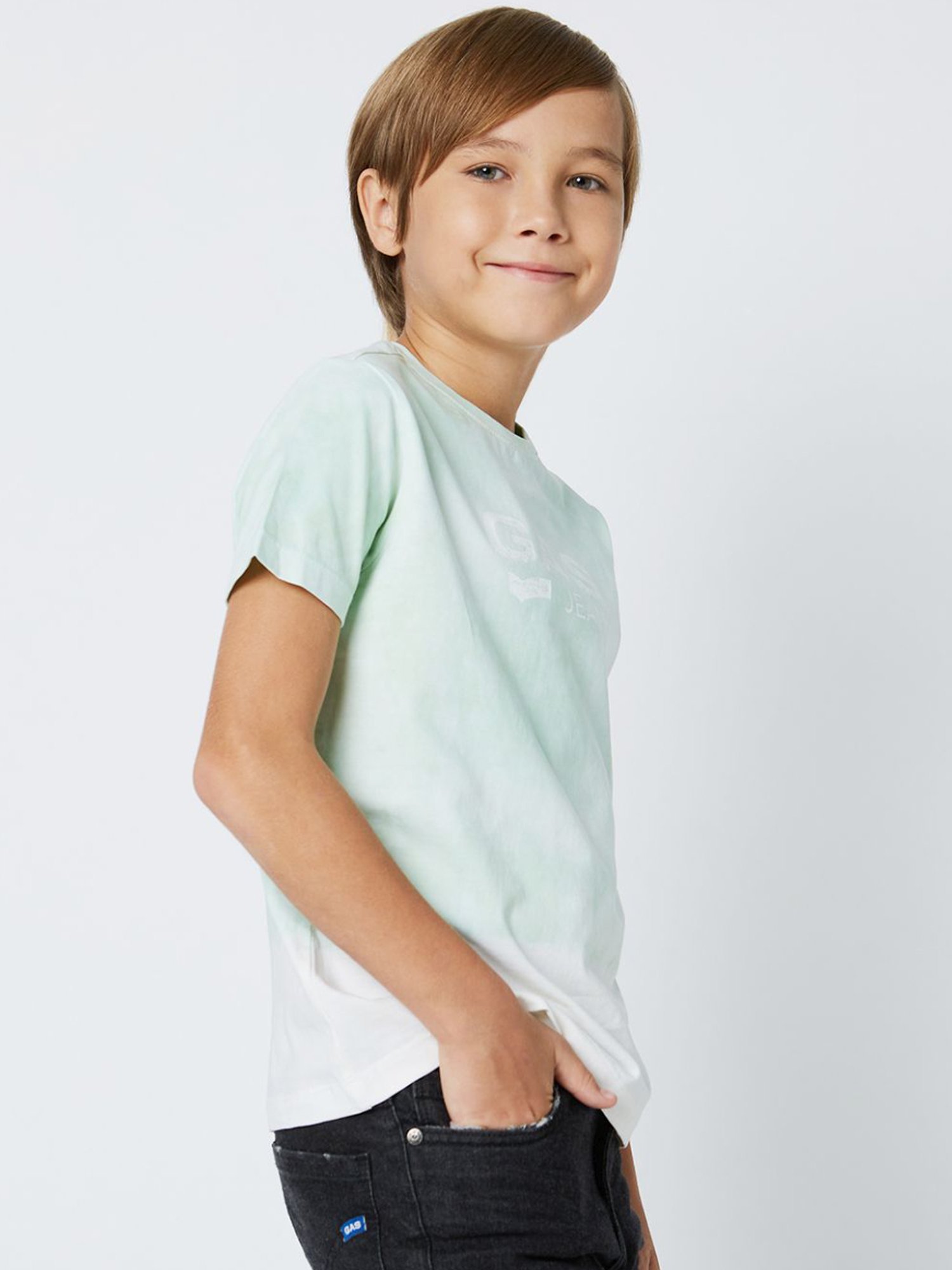 GAS KIDS Green Cotton Printed T-Shirt