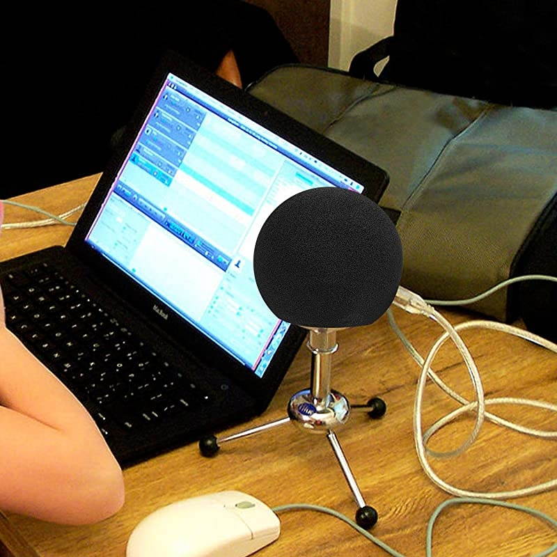 Blue Snowball Pop Filter Foam Cover Blue Snowball Cover Microphone Windscreen Compatible with Blue Snowball Ice Microphone Black