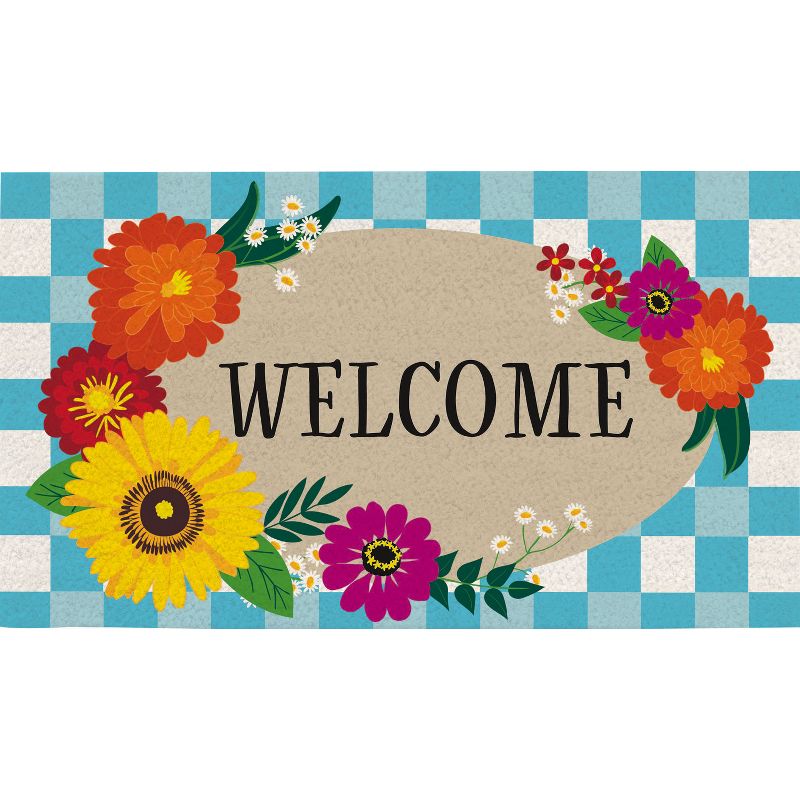 Evergreen Flag Cambridge Welcome Burlap Sassafras Switch Mat - 22" Long x 10" High