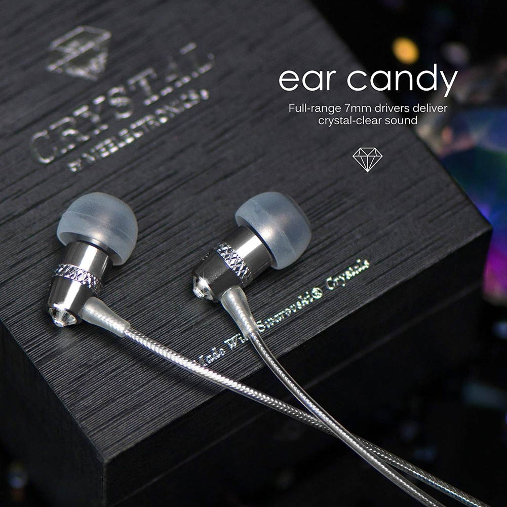 Mee audio Turquoise Blue  EP-M11J-TQ-MEE  In-Ear Headphones with Microphone Made with Swarovski Crystals