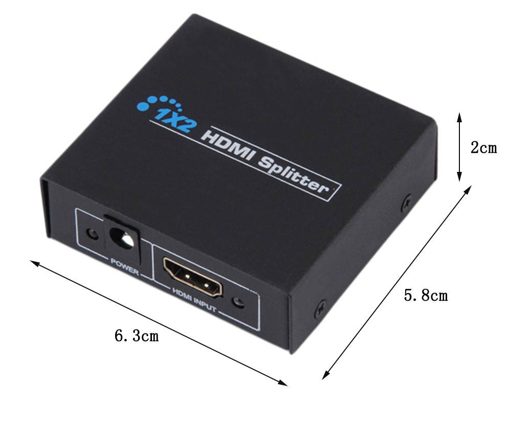 1080P 1 to 2 HDMI Splitter HDMI Splitter 3D 1 In 2 Out HDMI Splitter Switcher For HDTV With Power Supply US Plug