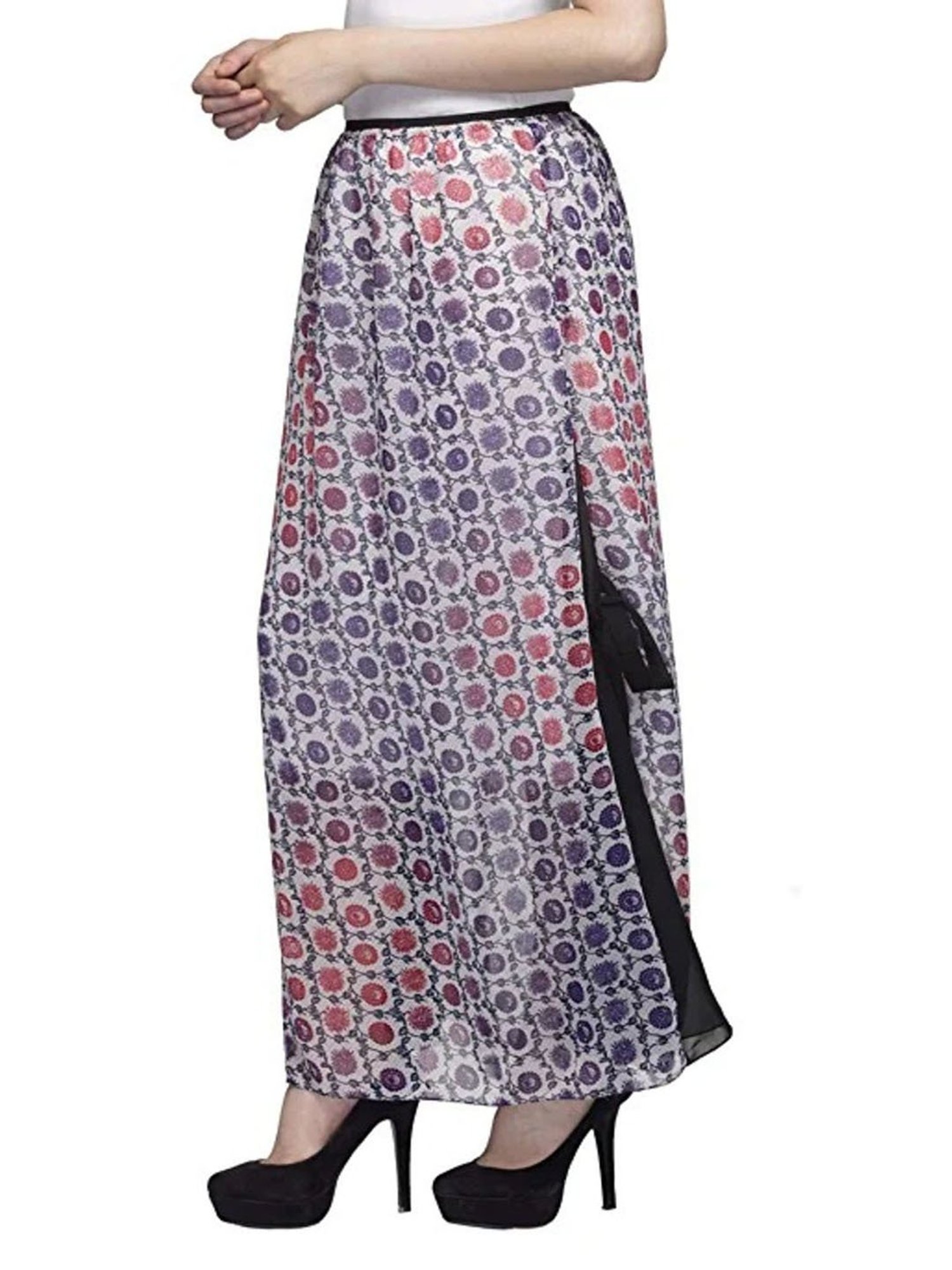 One Femme Multicolor Printed Maxi Skirt