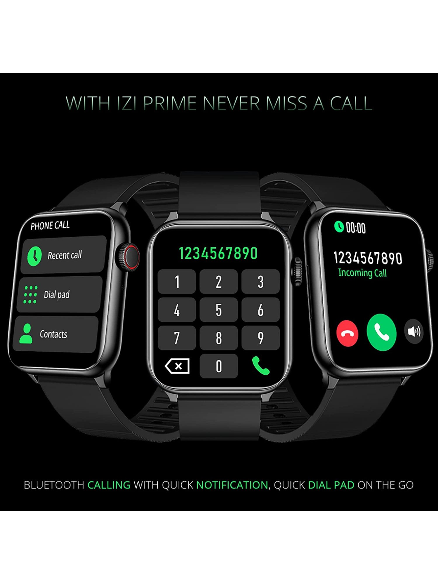 IZI Prime 1.78 inch 650 NITS Retina Amoled BT Calling Smartwatch (Graphite Black)