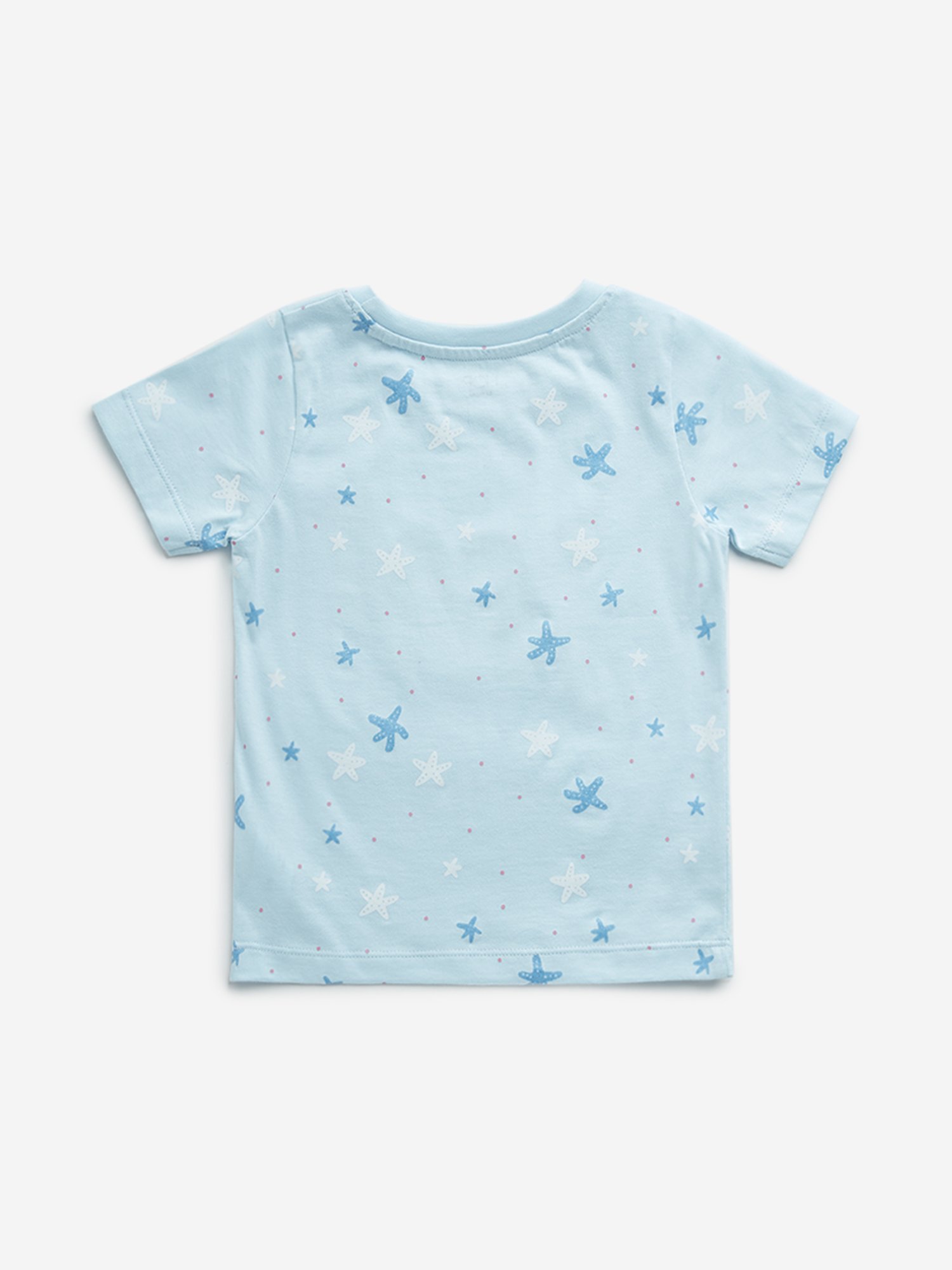 HOP Kids by Westside Blue Embellished Text Design Cotton T-Shirt