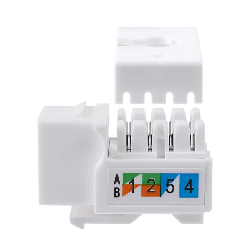 10-Pack RJ45 Keystone Jack Module Connector 568A/568B, Keystone Adapter Compatible Cat 6/5e/5 Connector,Cat6 Keystone Jack,RJ45 Female Connector,White