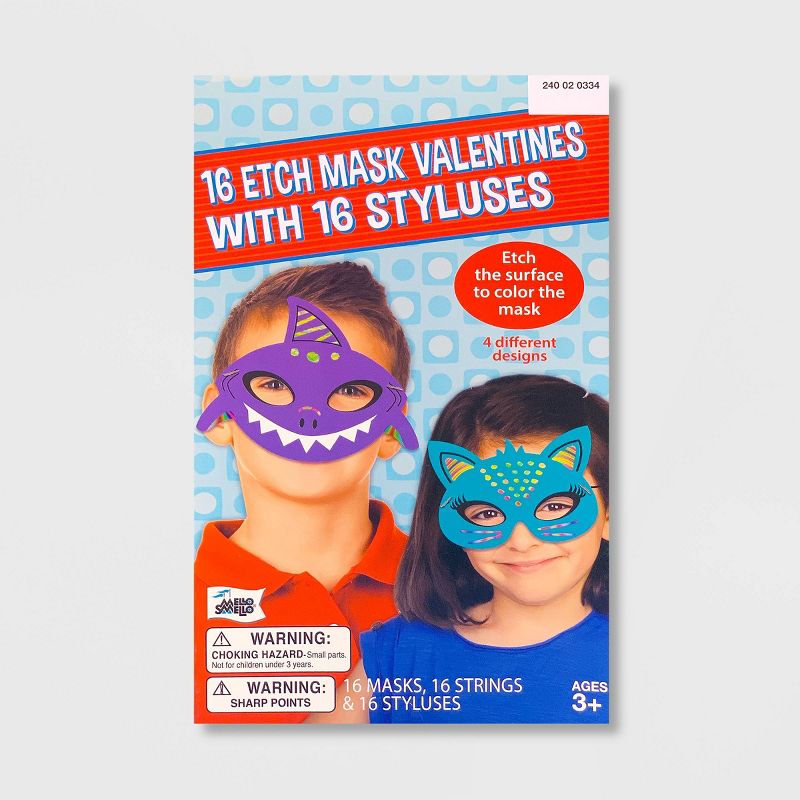 16ct Valentines Etch Animal Masks Kit