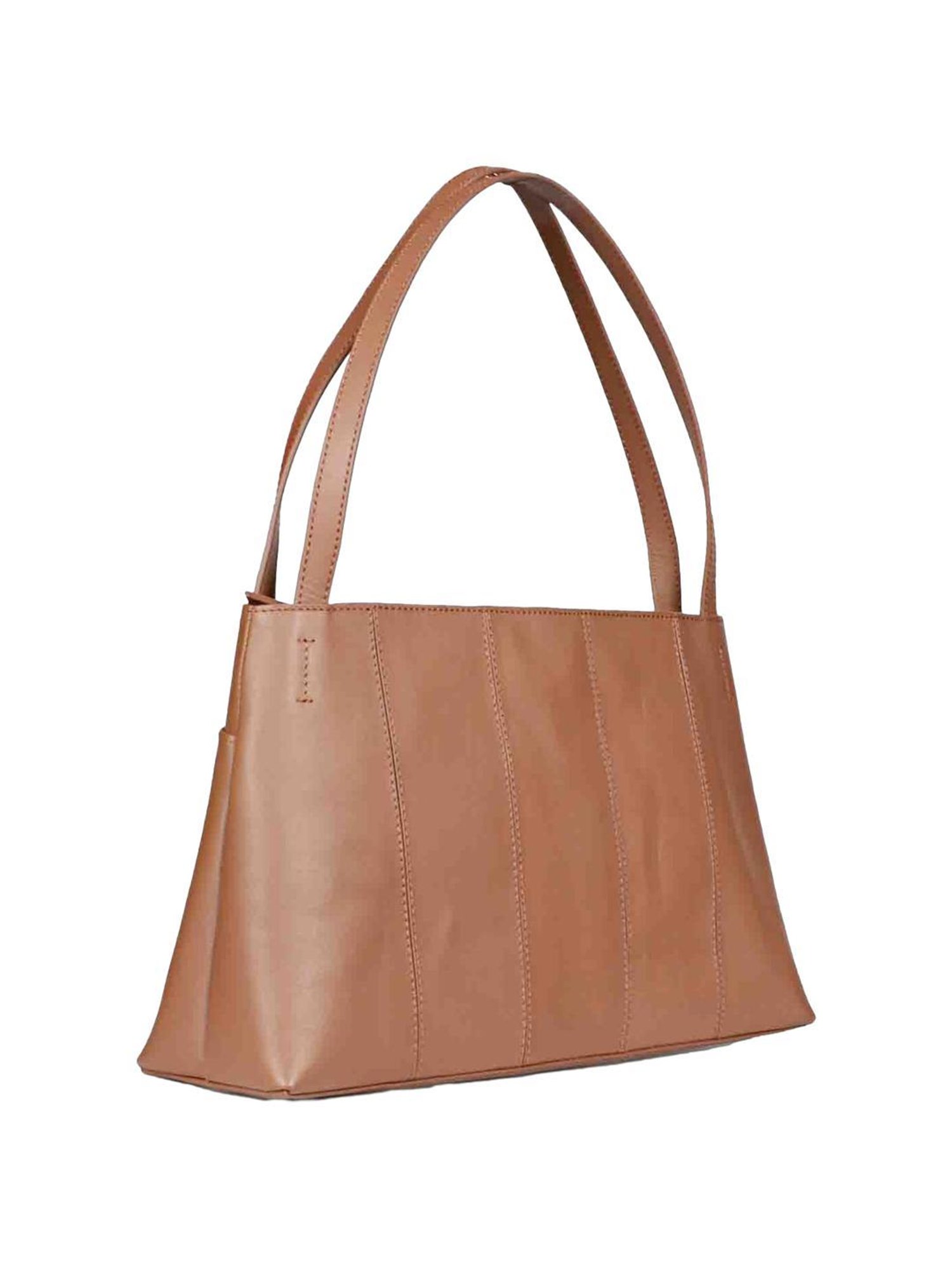 Favore Tan Solid Medium Handbag