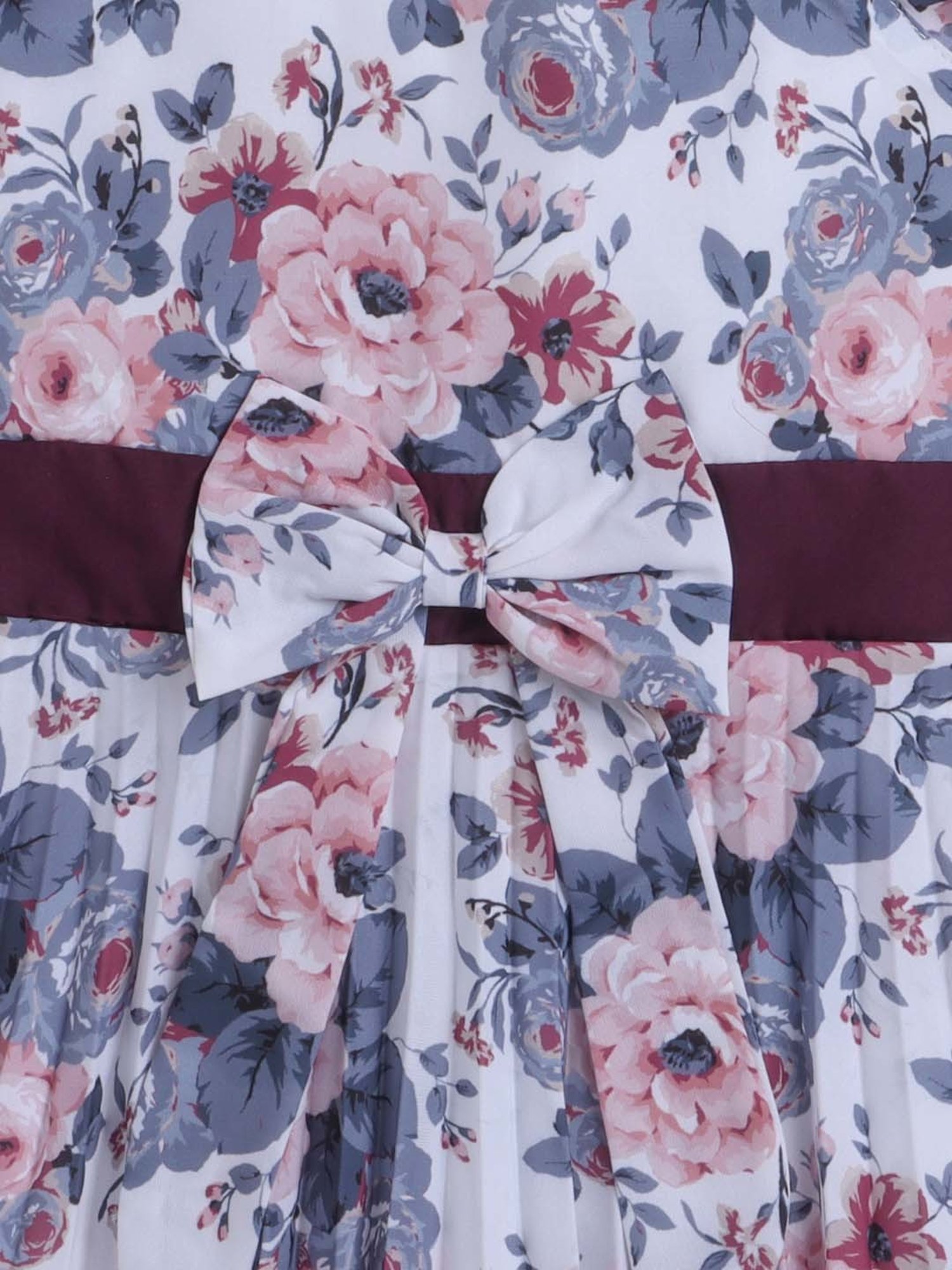 The Magic Wand Kids Off-White & Blue Floral Print Dress