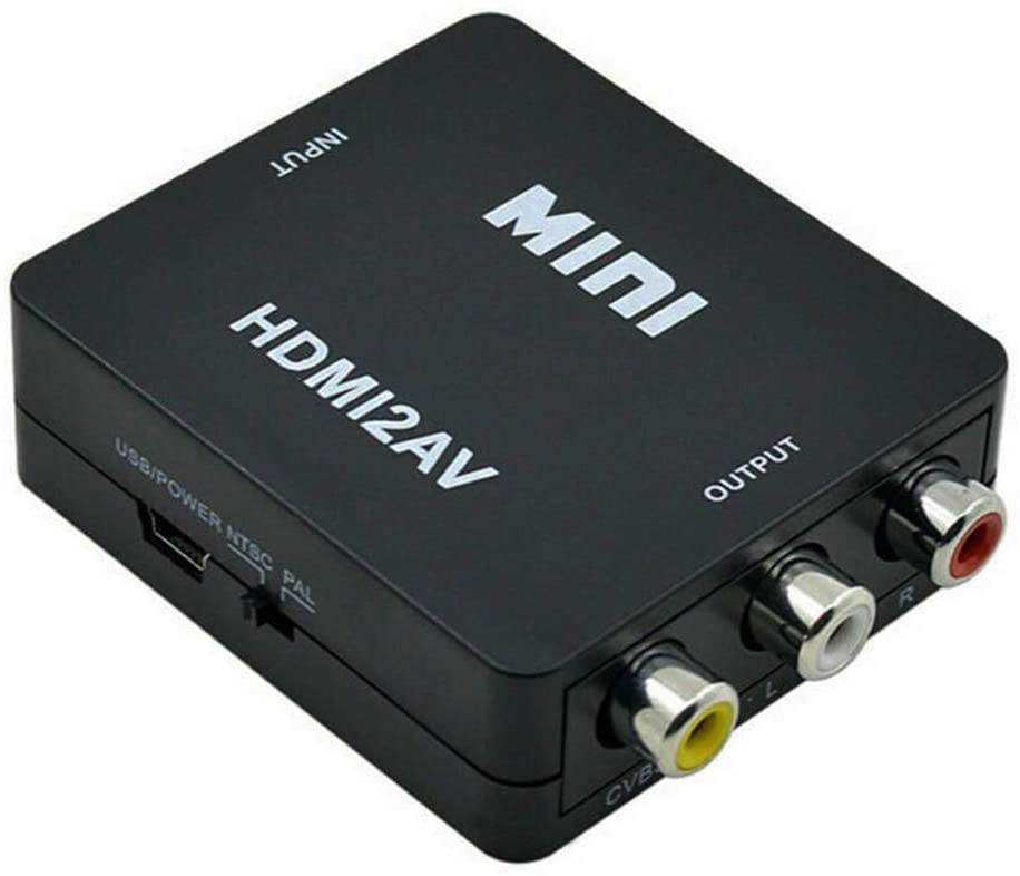 hudiemm0B HDMI to AV Adapter, Portable Mini Full HD 1080P HDMI to AV RCA Adapter Audio Composite Converter Box