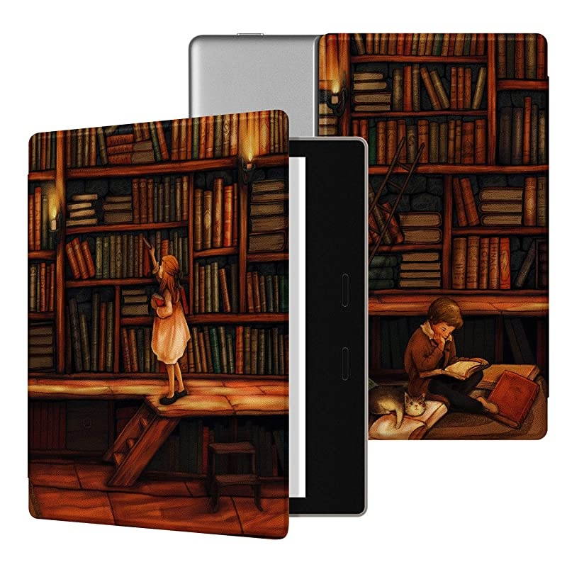 Colorful Case for All-New Kindle Oasis (10th Gen, 2019 Release & 9th Gen, 2017), Premium PU Leather Cover with Auto Wake/Sleep, Strong Adsorption for 7&rsquo;&rsquo;Kindle Oasis, The Boy and Fox