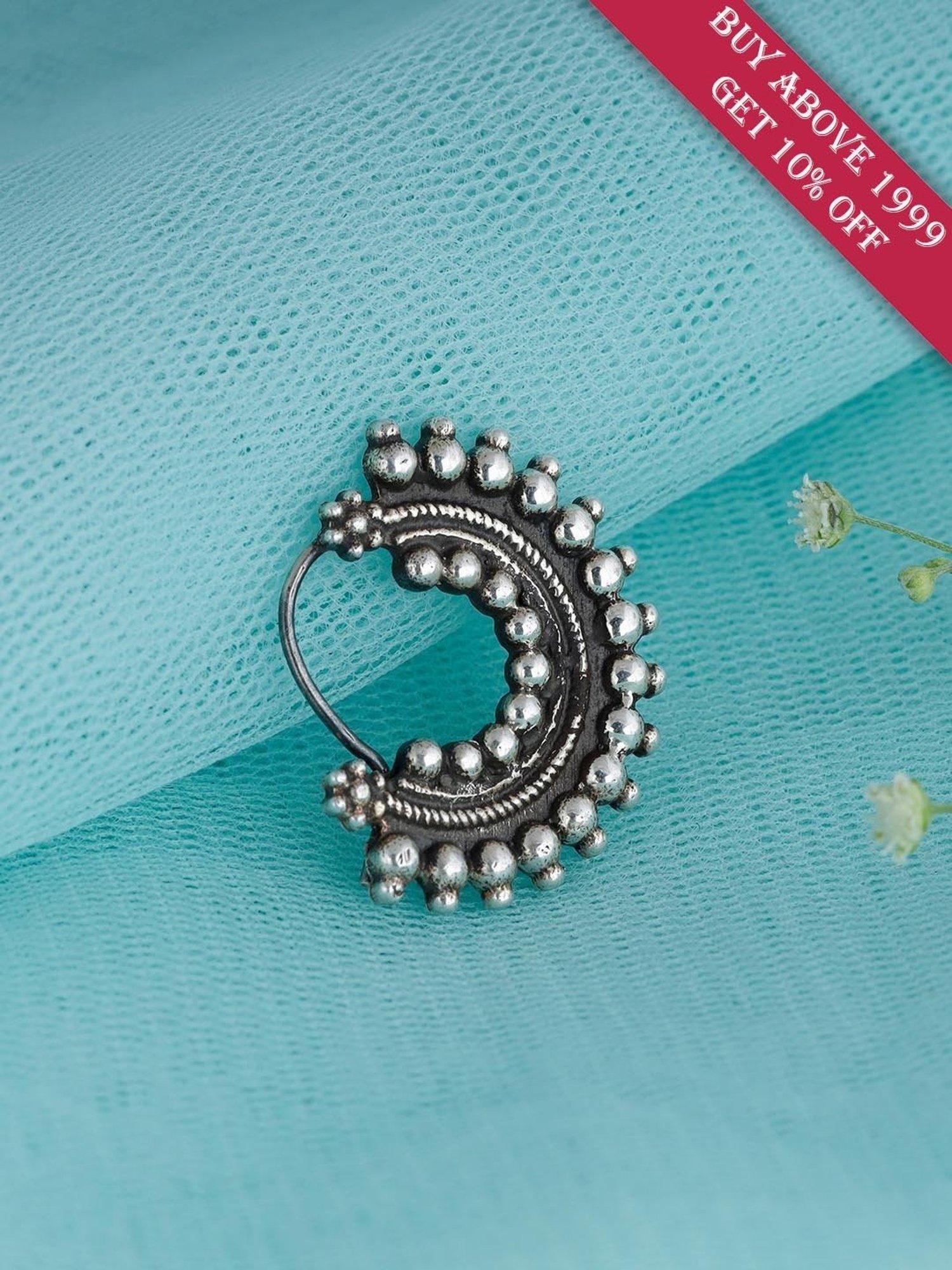 Avni by GIVA 92.5 Sterling Silver Half-Moon Nosepin for Women