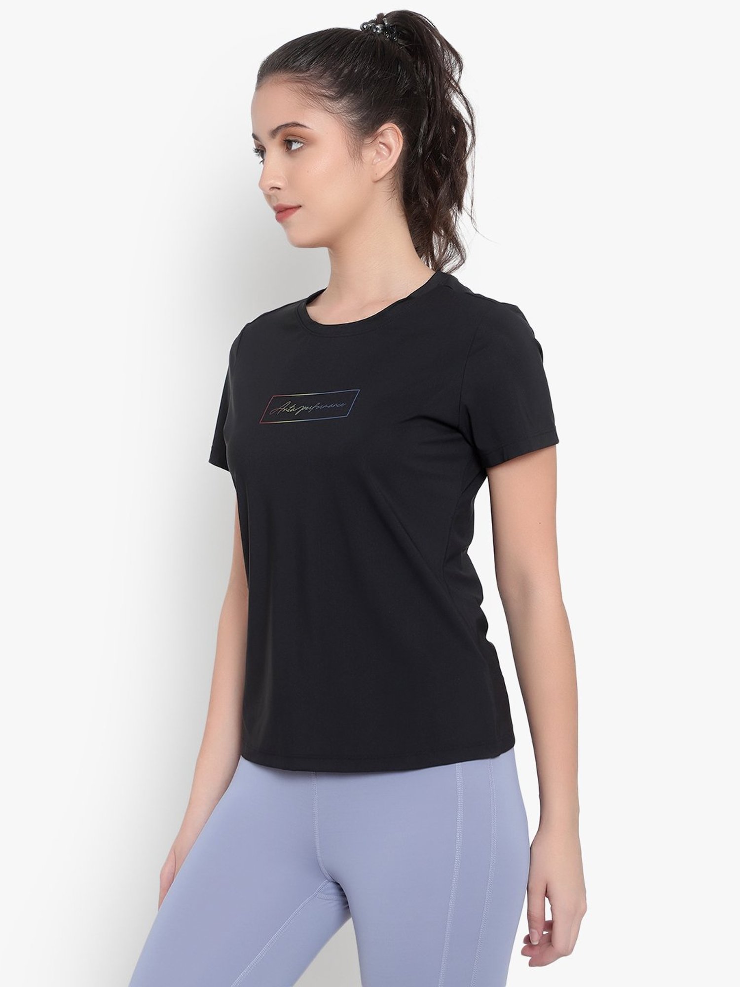 Anta Black Printed Sports T-Shirt