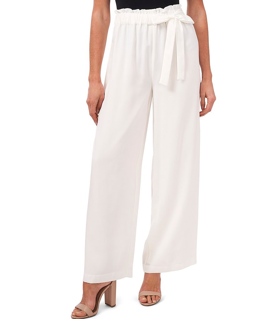 CeCe Paperbag Waist Crepe Crop Pants