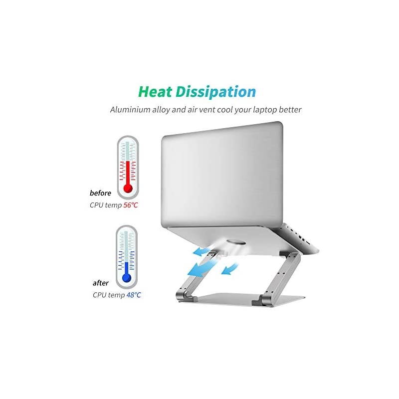 Laptop Stand Adjustable Riser Compatible with Apple Mac MacBook Pro Air Ergonomic Aluminum Holder for 10173 Inch Notebook Computer MultiAngle Stand with HeatVent to Elevate PC Silver