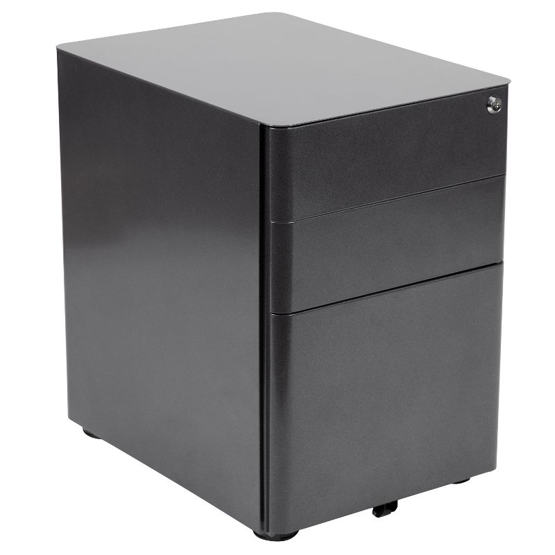 Flash Furniture Work From Home Kit - Black Computer Desk, Ergonomic Mesh Office Chair and Locking Mobile Filing Cabinet with Side Handles