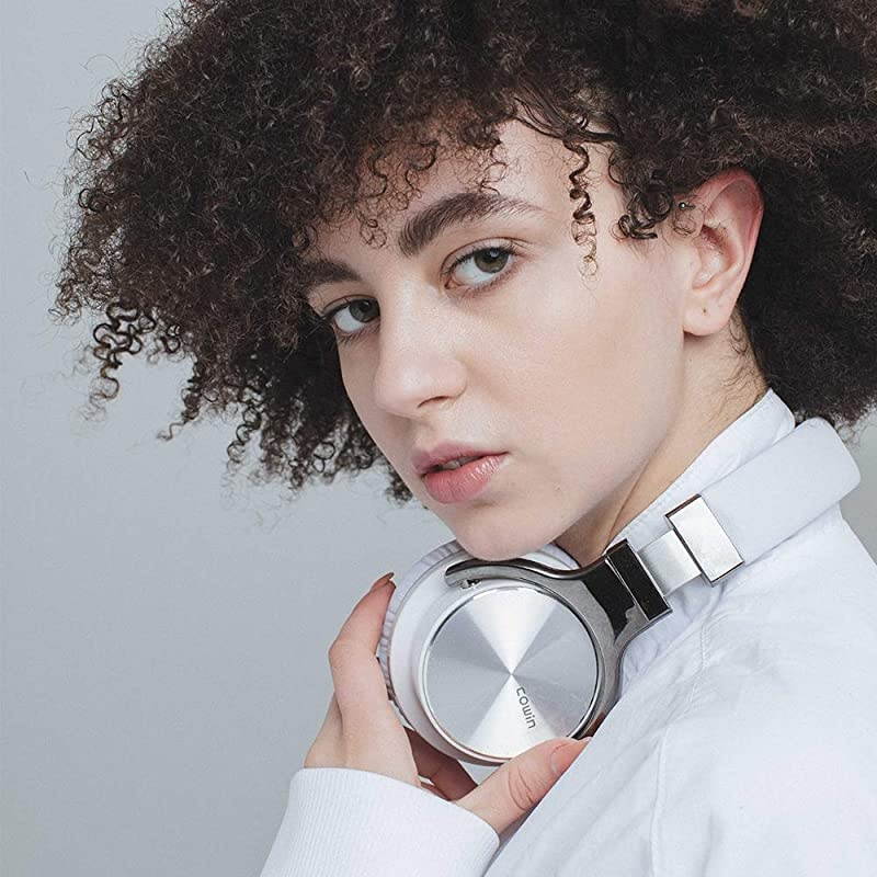 E7 PRO [Upgraded] Active Noise Cancelling Headphones Bluetooth Headphones with Microphone/Deep Bass Wireless Headphones Over Ear, 30 Hours Playtime for Travel/Work, White