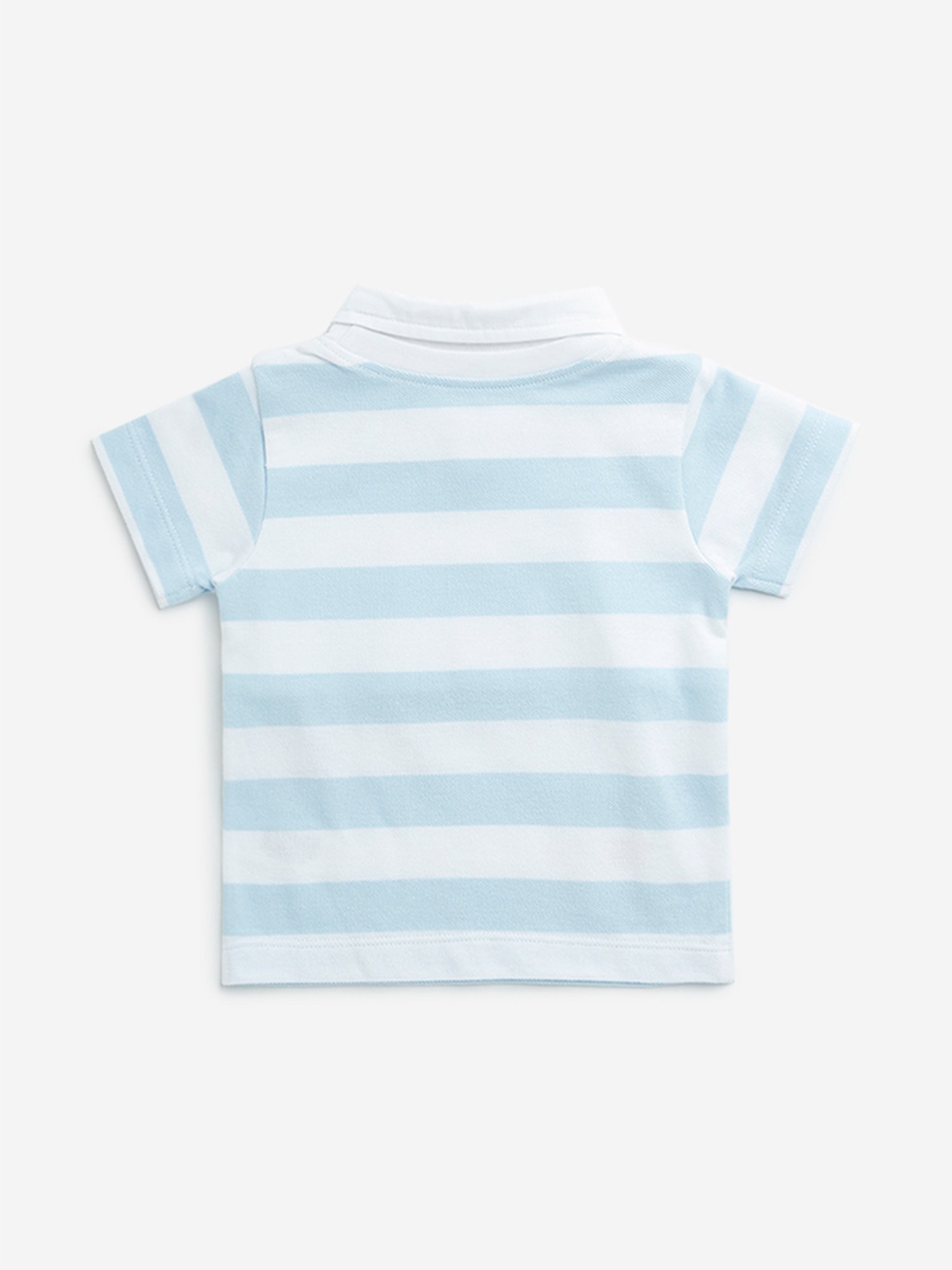HOP Baby by Westside Light Blue Stripe Printed Cotton T-Shirt