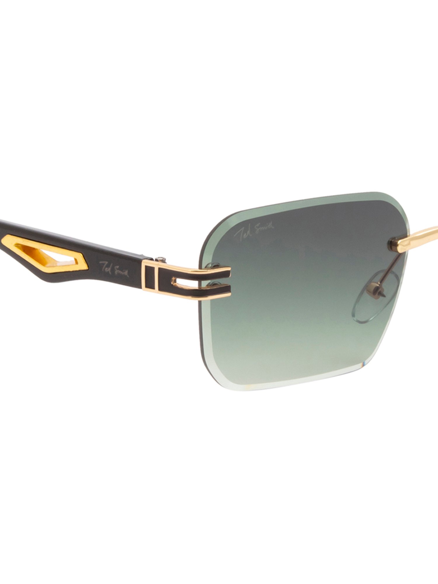 Ted Smith Green Rectangular UV Protection Unisex Sunglasses