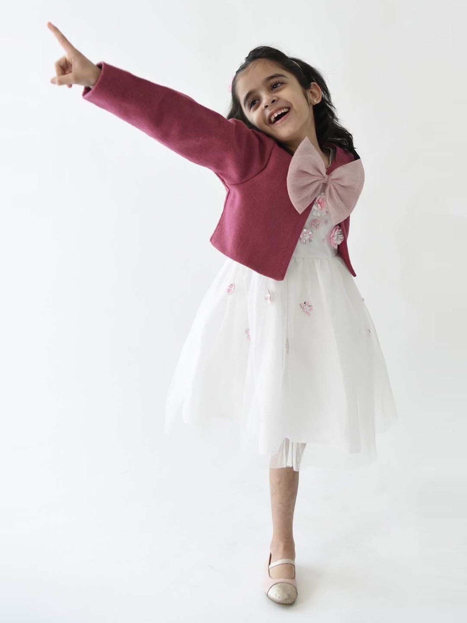 A Little Fable Pink Regular Fit Full Sleeves Shrug