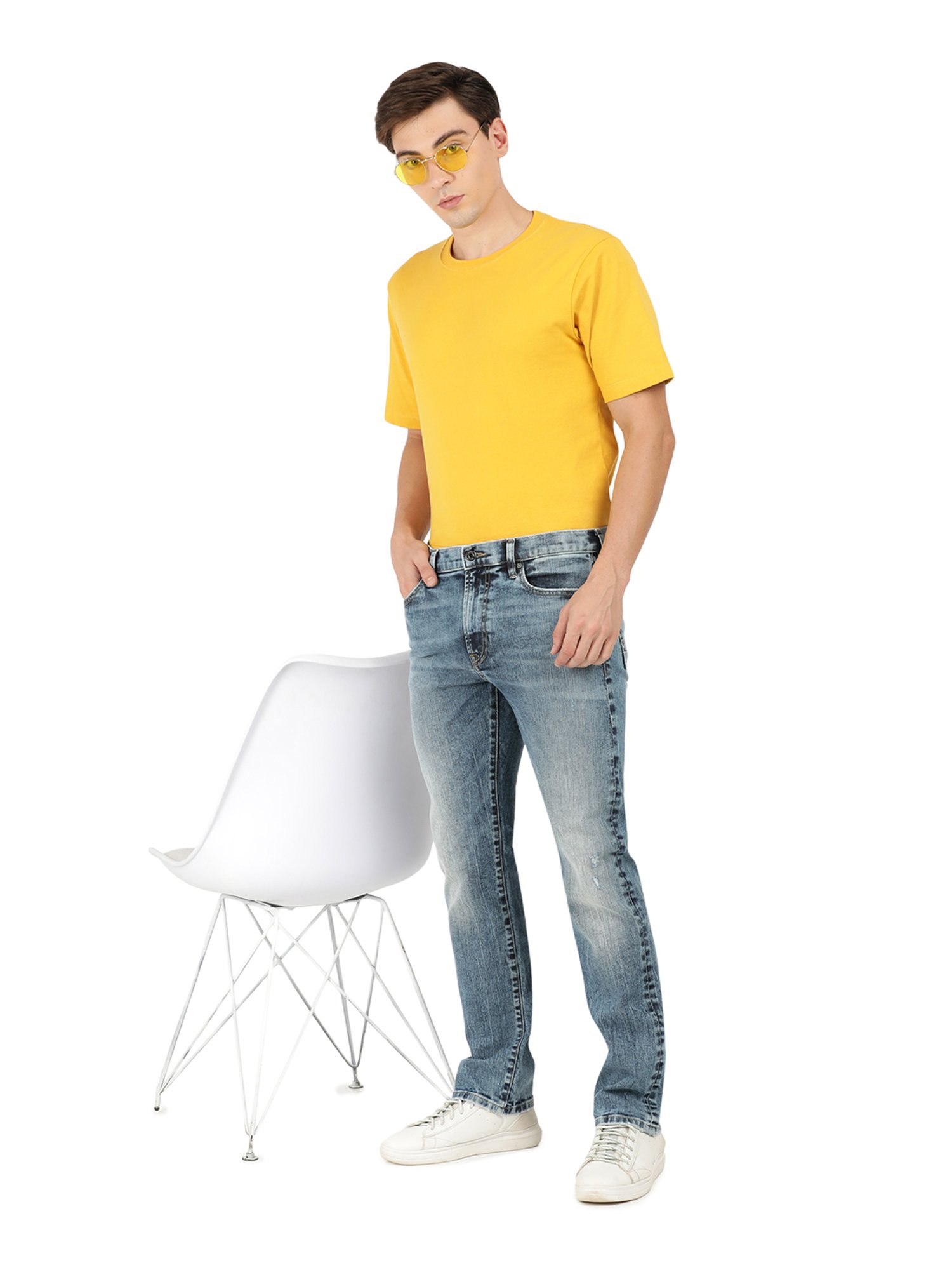 EVERBLUE Blue Regular Fit Midrise Stretchable Jeans