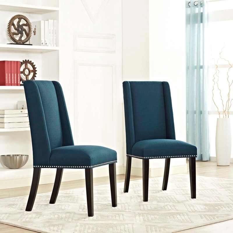 Set of 2 Baron Dining Chair Fabric Azure - Modway