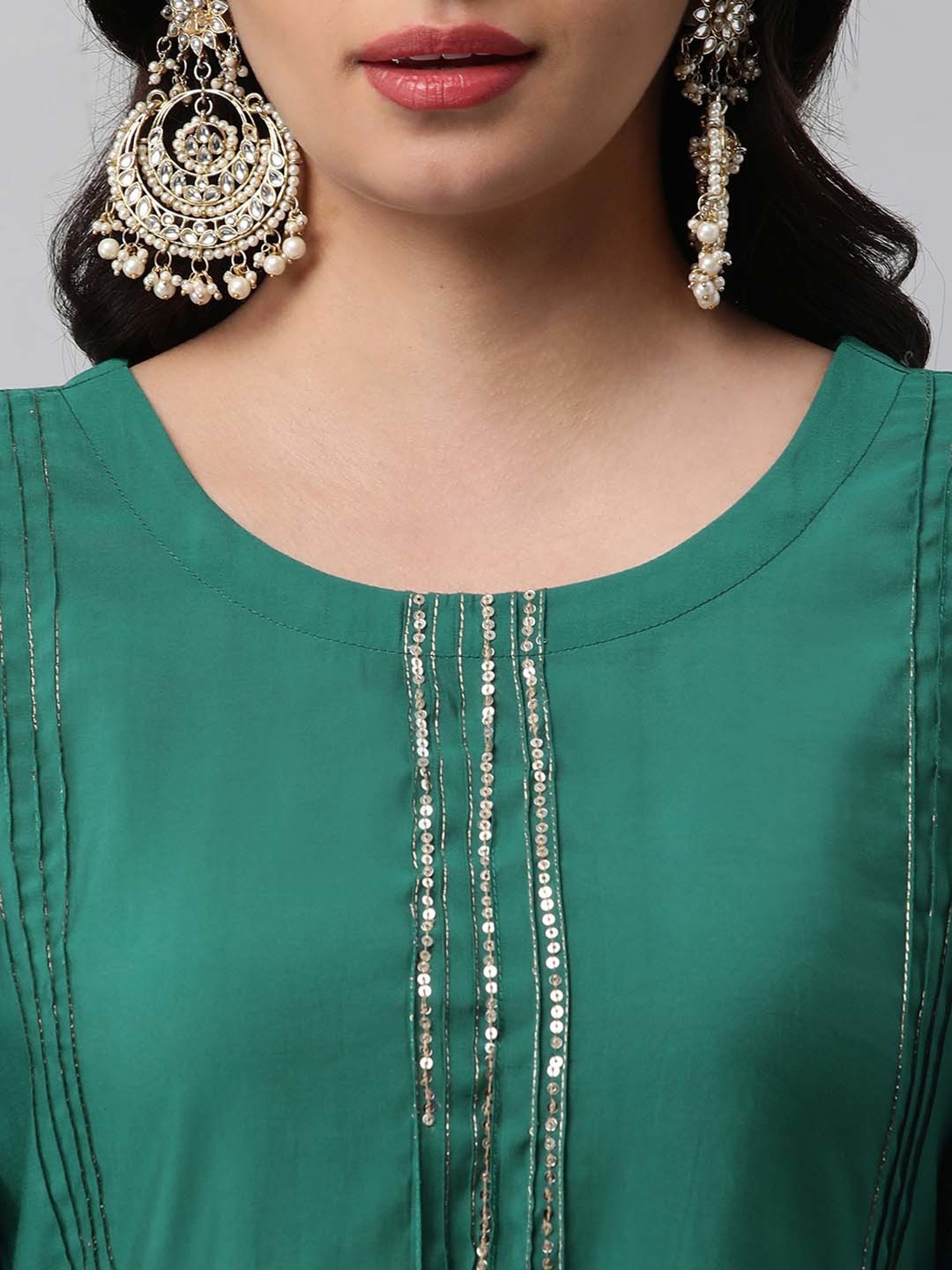 Kami Kubi Green Embroidered A Line Kurta