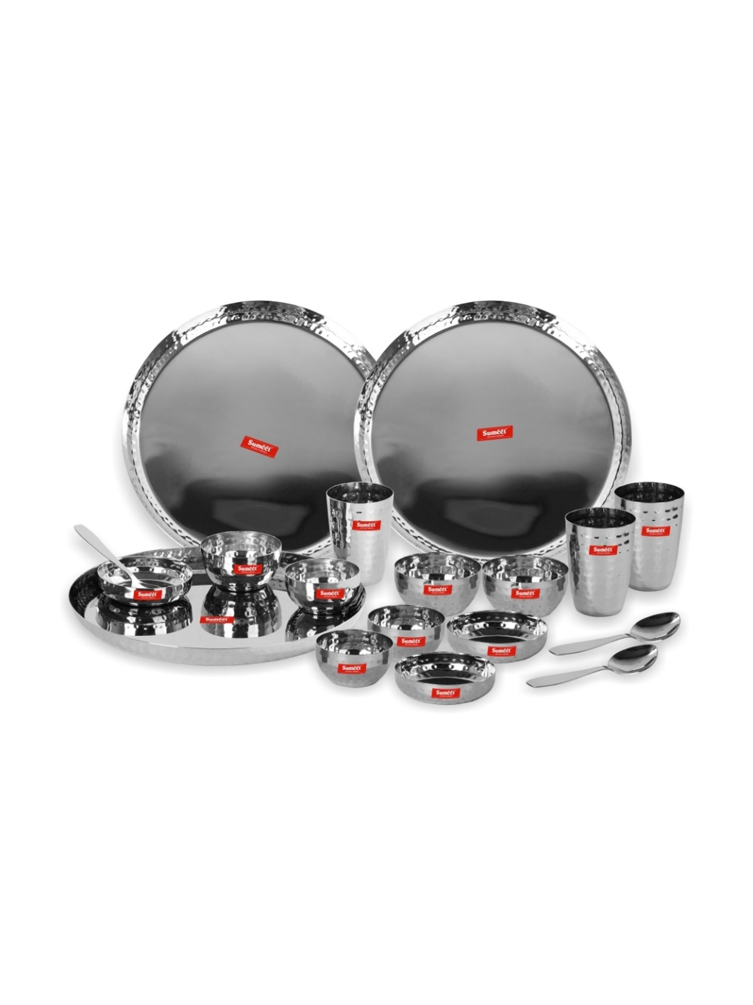 Cello White & Rust Glass Dinner Set