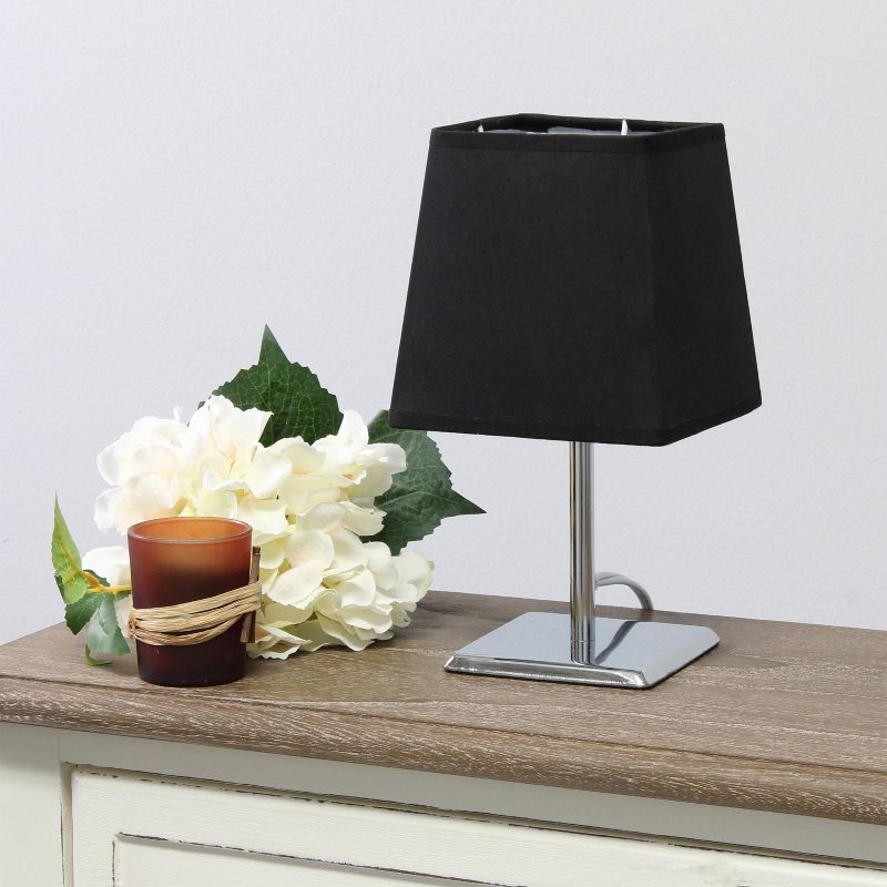 Mini Table Lamp with Squared Empire Fabric Shade Black - Simple Designs