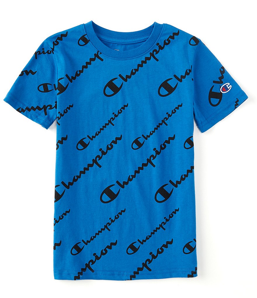 Champion Big Boys 8-20 Short-Sleeve Repeating-Logo AOP Tee