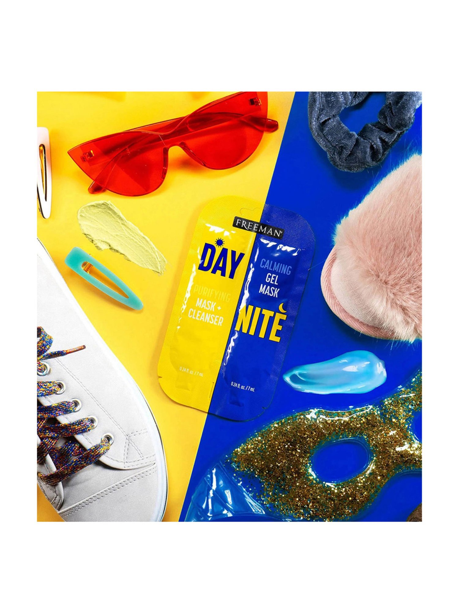 FREEMAN Purifying Day Mask + Cleanser & Night Calming Gel Mask - 14 ml