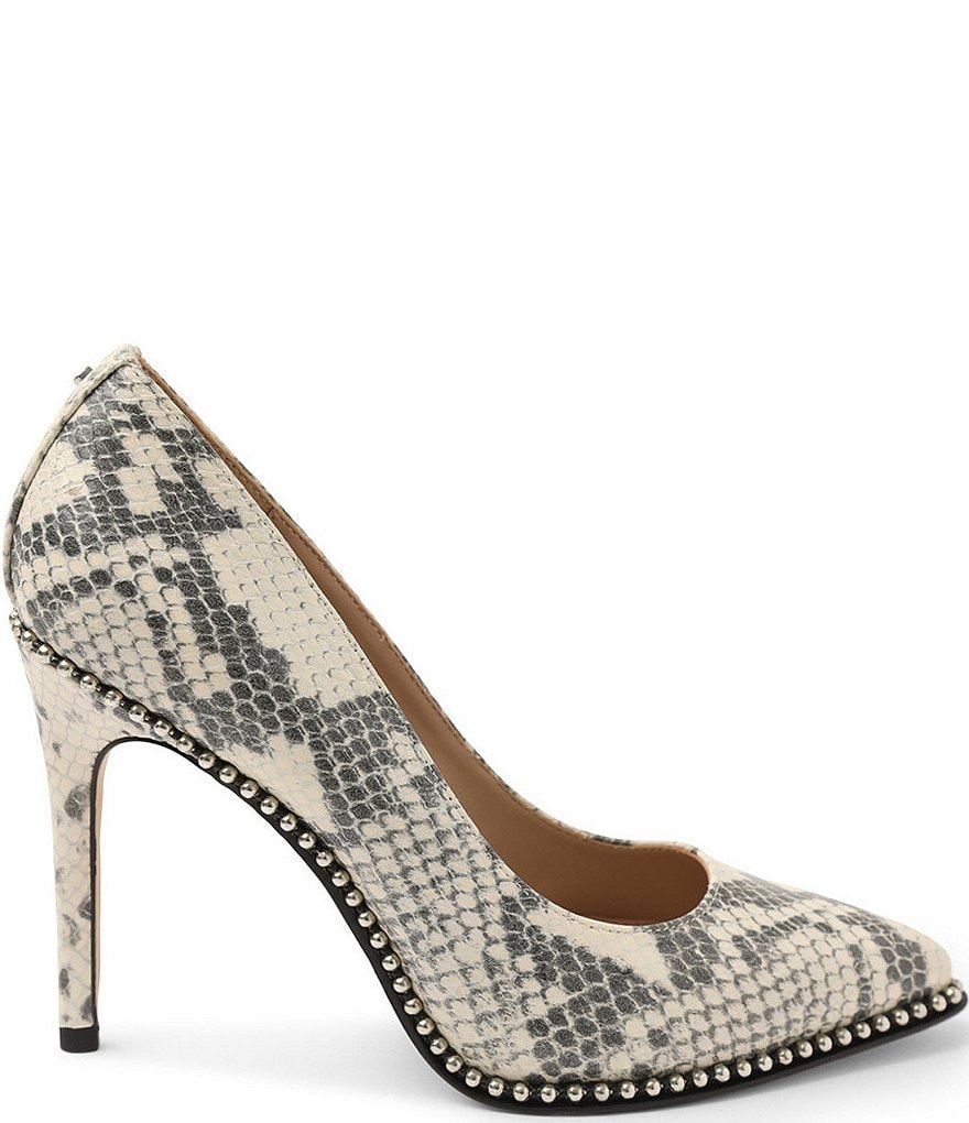 BCBGeneration Holli Snake Print Leather Bead Chain Stiletto Pumps