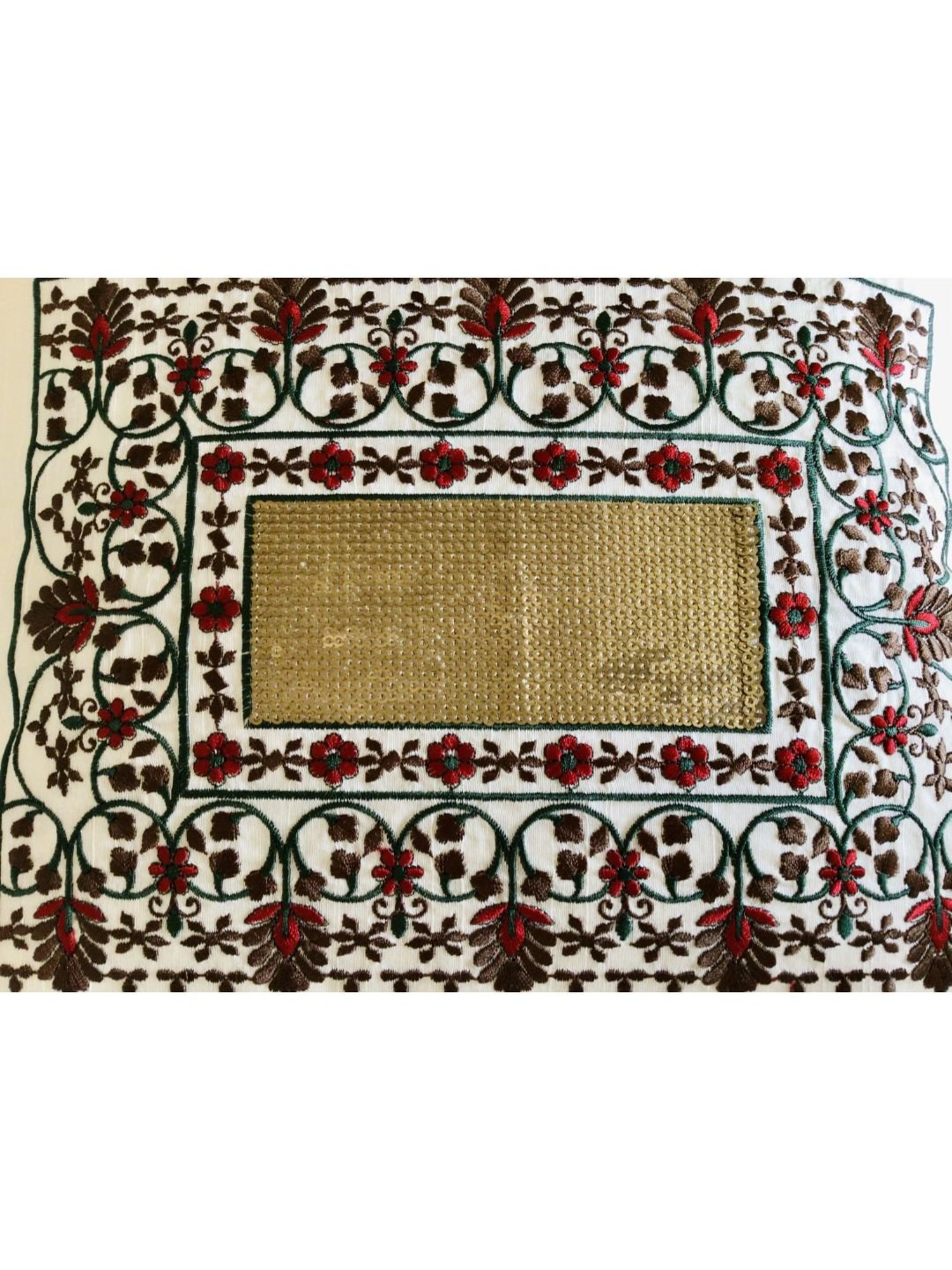 TARA Sparkling Homes Gold Embroidered Cotton Silk Cushion Cover - Set of 2