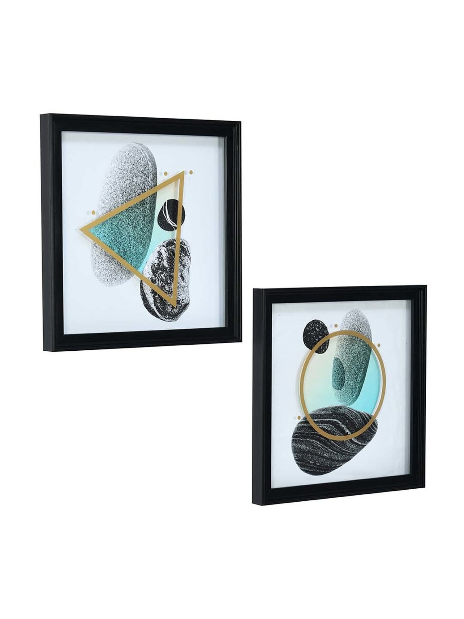 @home Green Mdf Square Wall Paintings - Set of 2