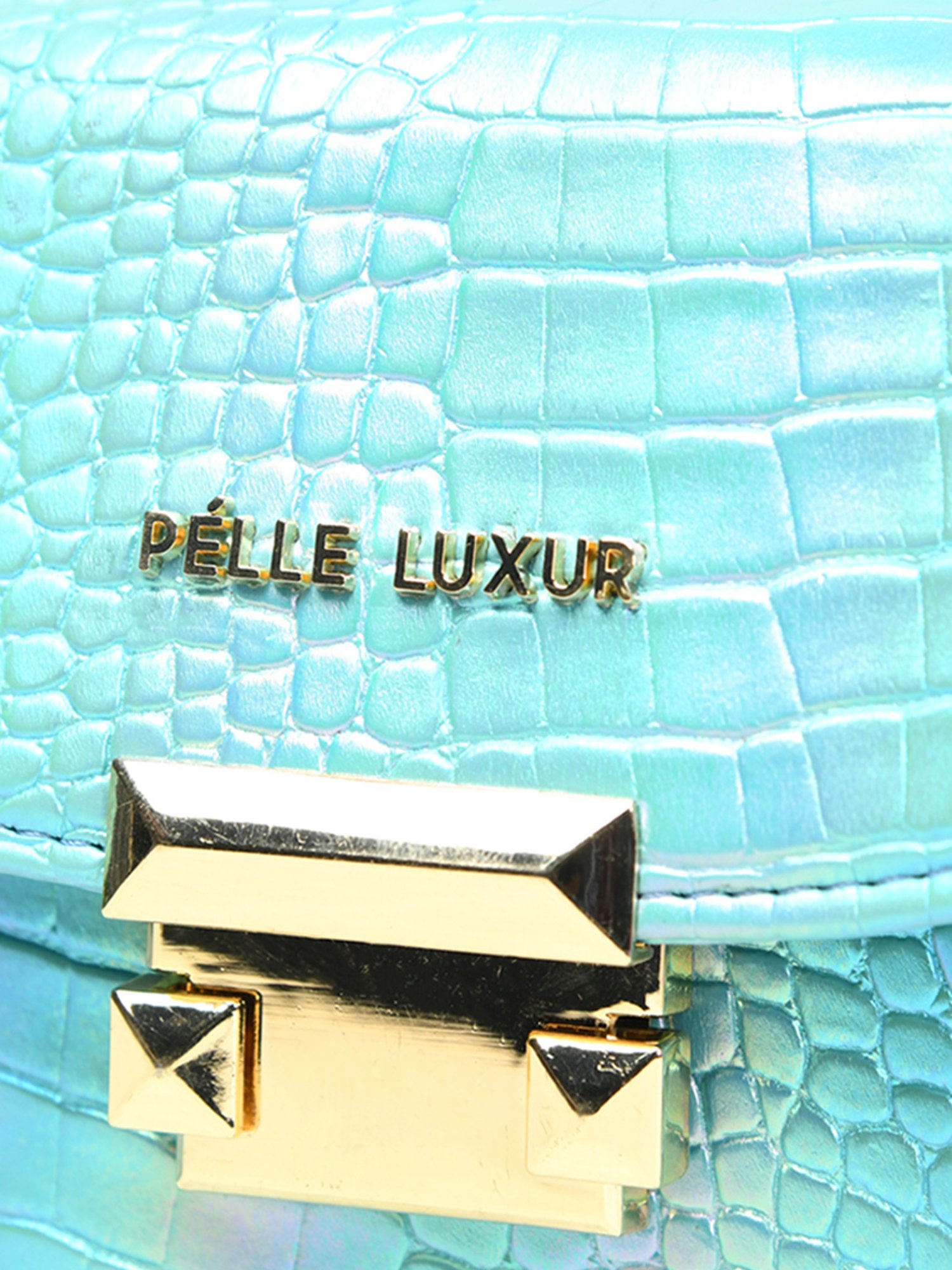 PELLE LUXUR Ocean Blue Animal Effect Small Shoulder Bag