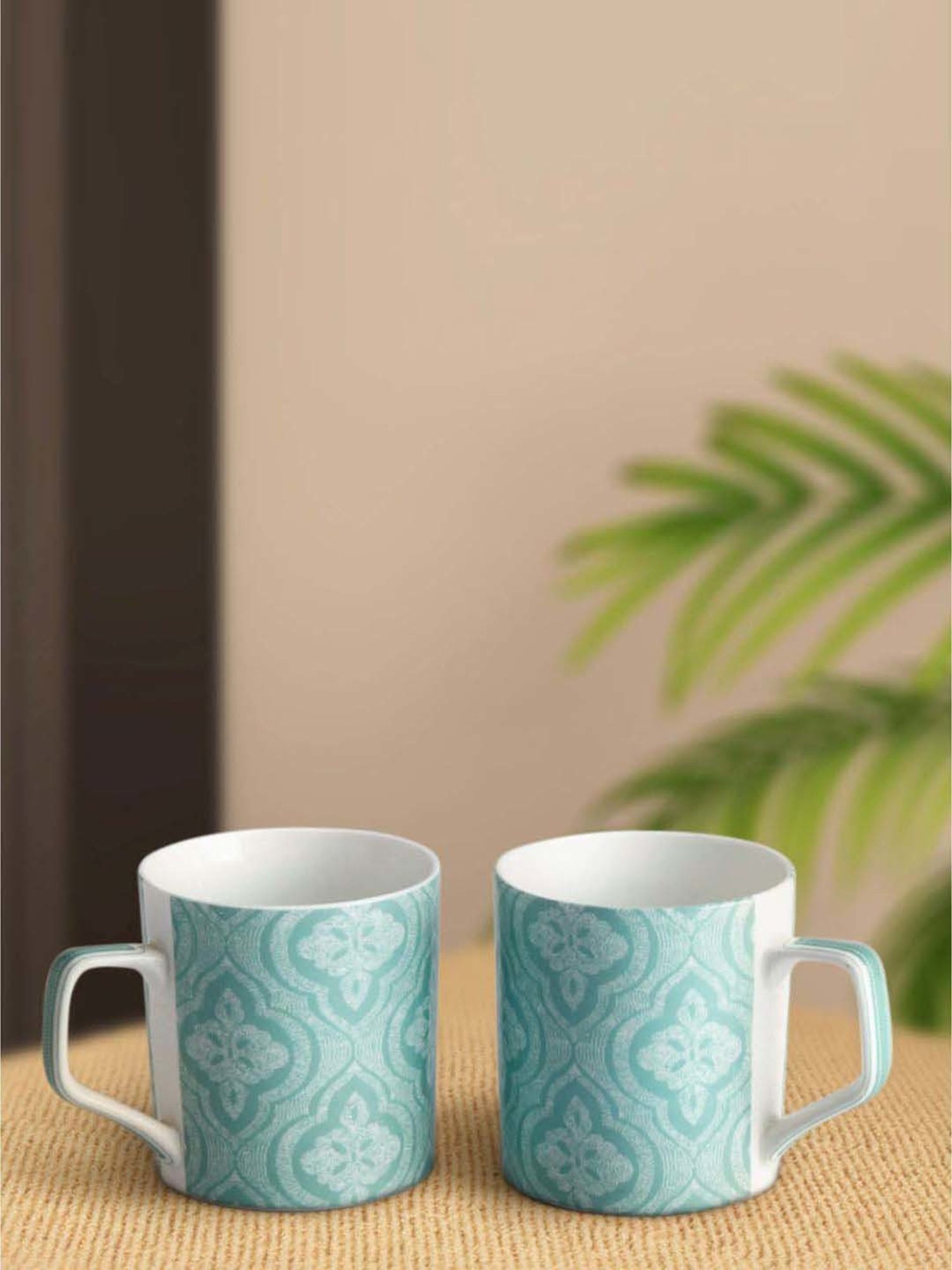 Living Scapes by Pantaloons Blue Bone China Cups (0.22 L) - Set of 2