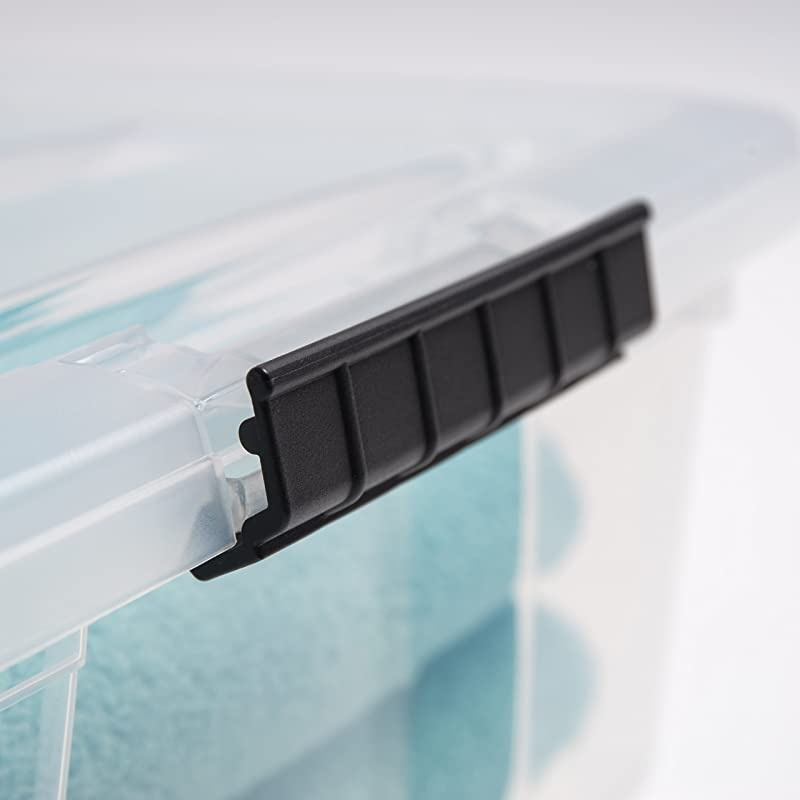 USA TB Clear Plastic Storage Bin Tote Organizing Container with Durable Lid and Secure Latching Buckles, 12 Qt, 6 Count