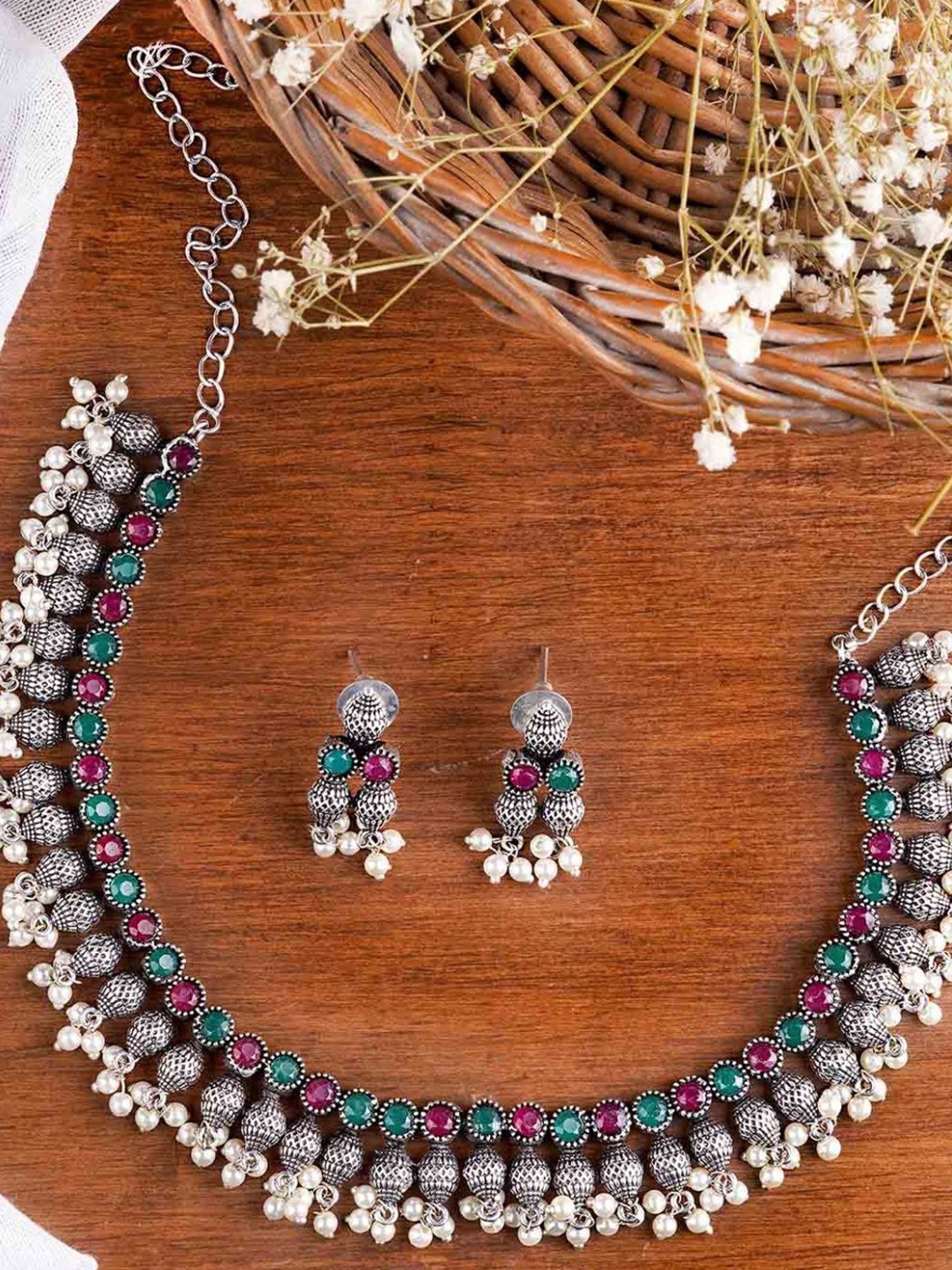 Teejh Ethnic Oni Multi Princess Necklace Set for Women