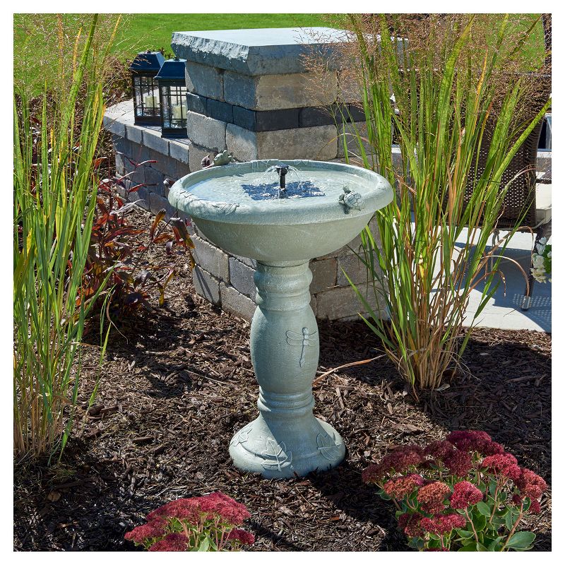 28.75" Smart Living Country Gardens Concrete Solar Birdbath