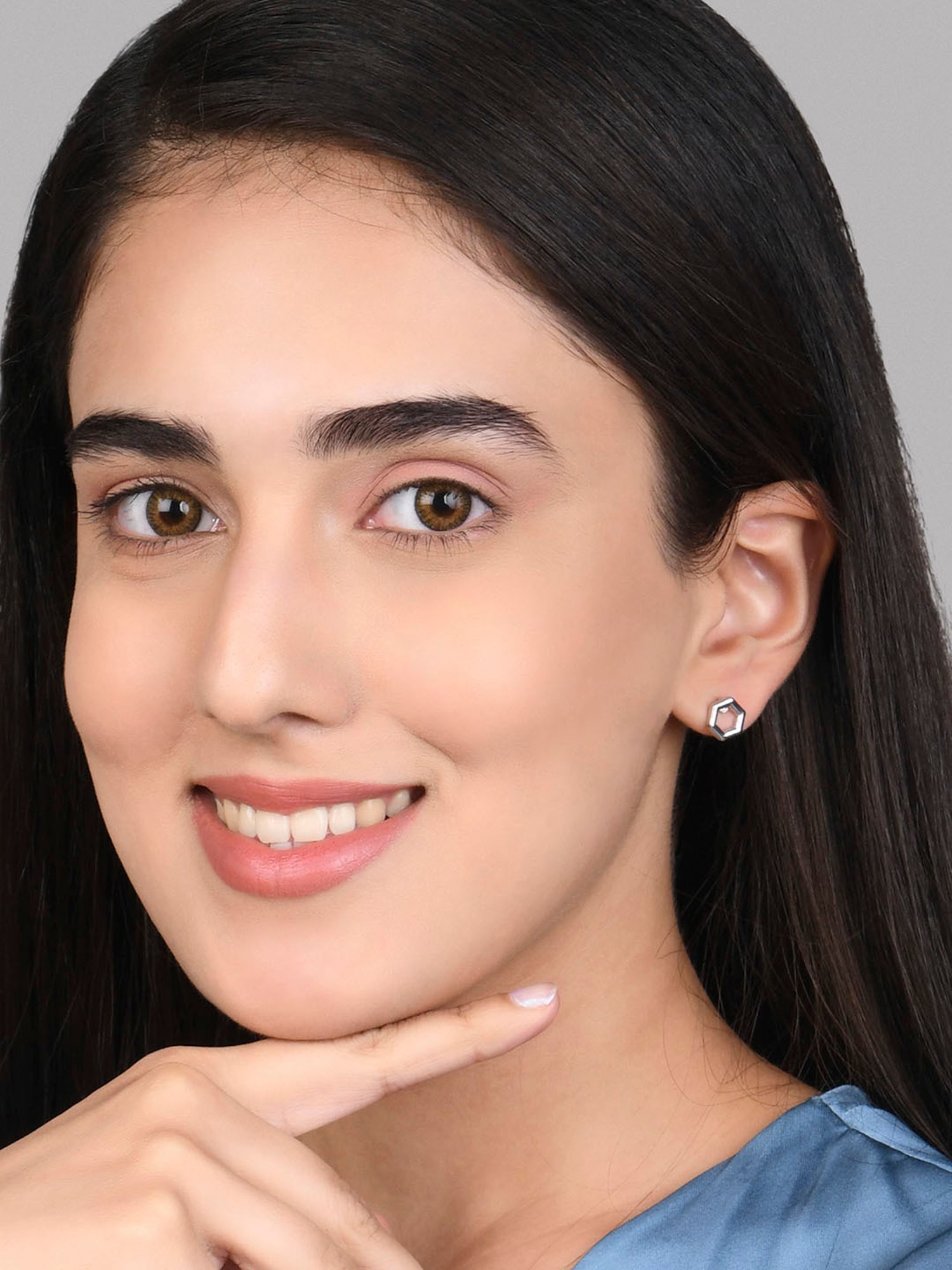 ToniQ Silver Plated Geometric Stud Earrings Combo For Women - Set of 9