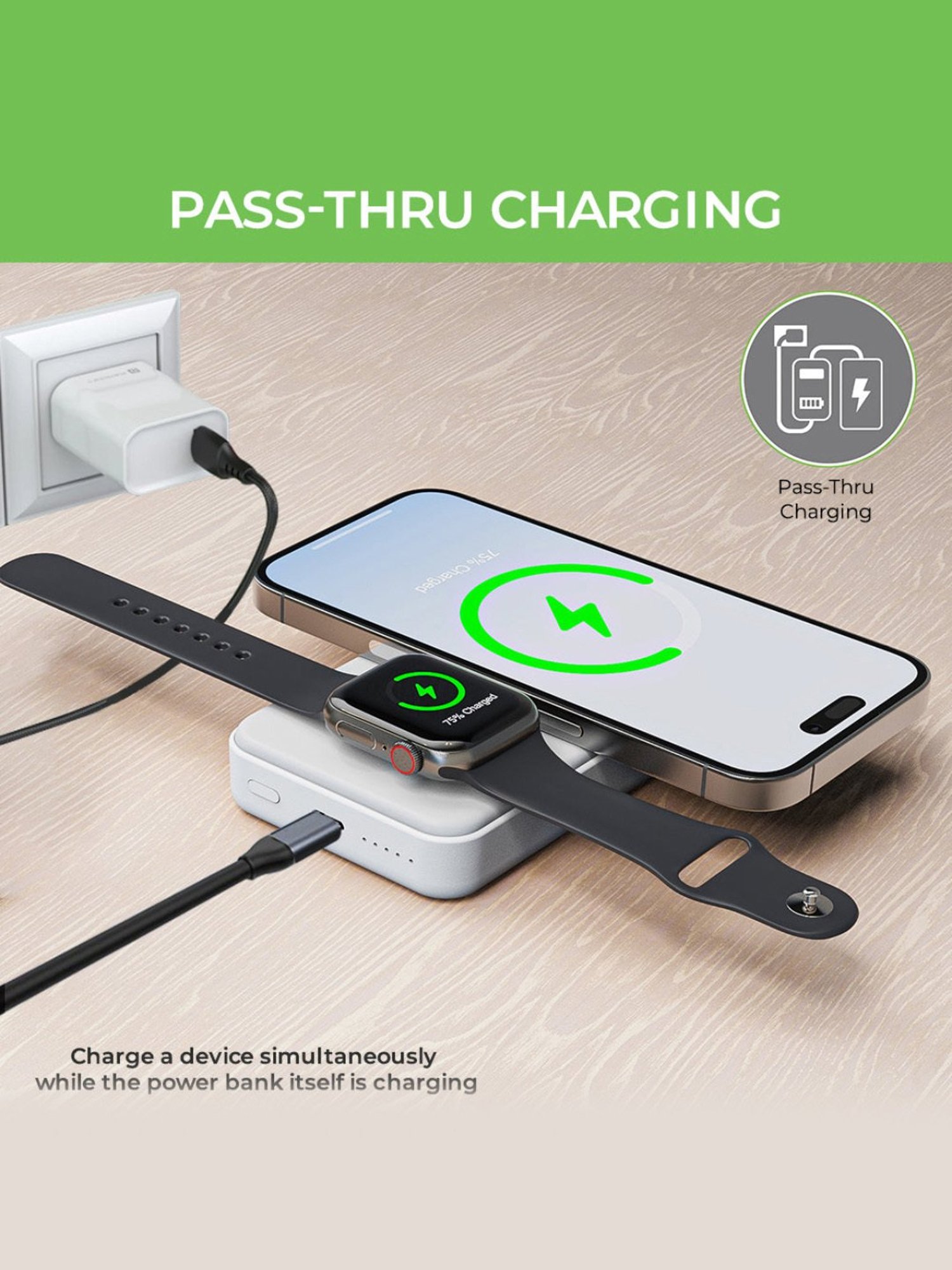 ULTRAPROLINK UM1113BLU 10,000mAh 2 in 1 Wireless Magnetic Power Bank with LED Display (White)