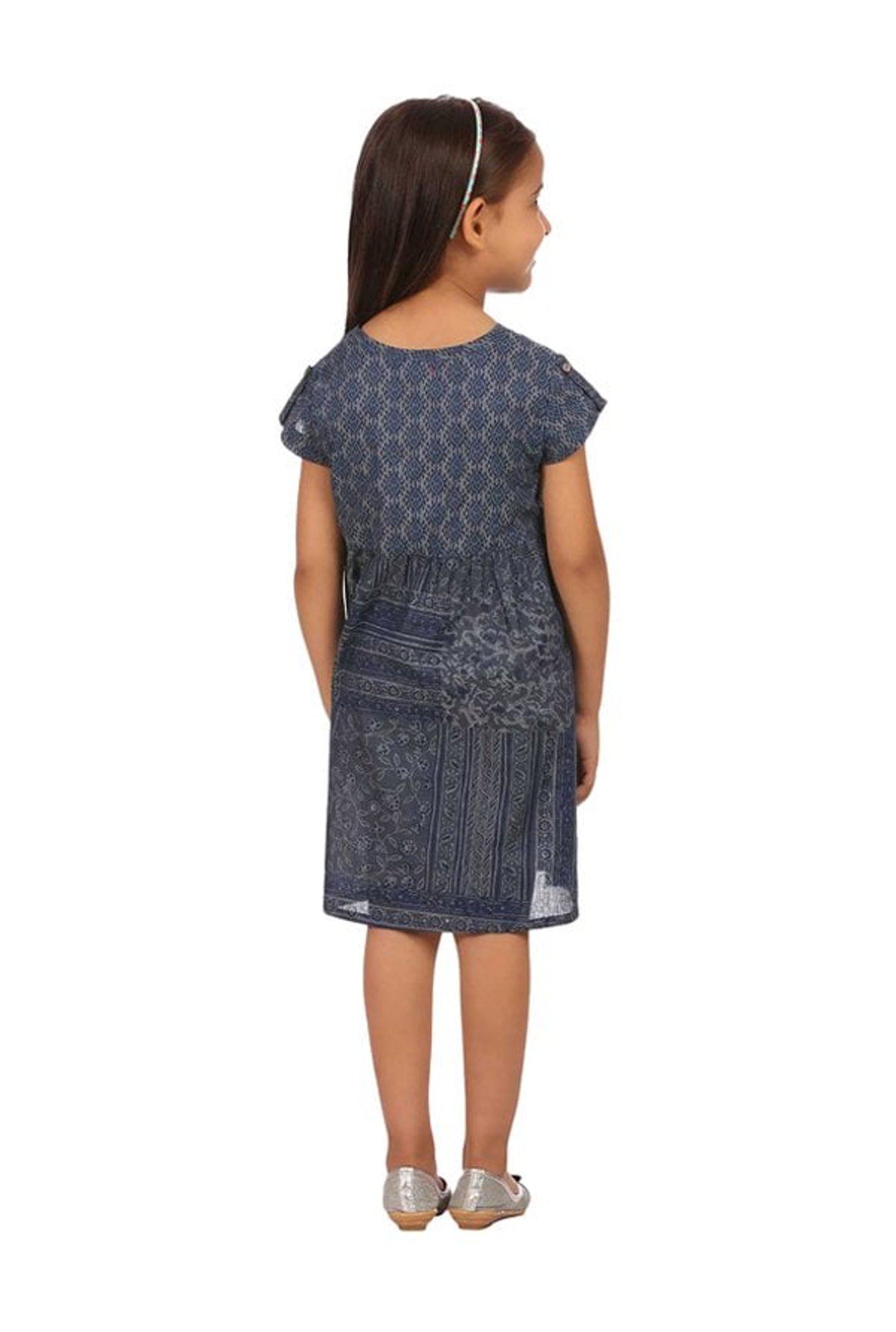 BIBA Girls Navy Printed Dress
