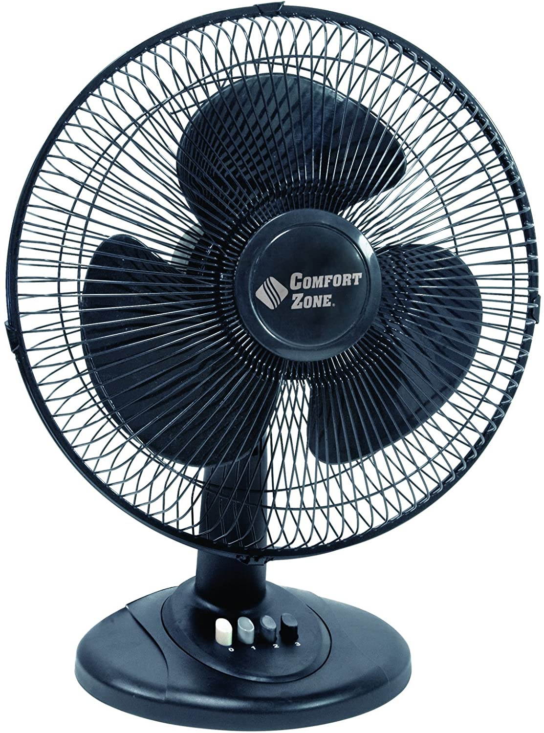 Comfort Zone CZ121BK 3-Speed 12-inch Oscillating Table Fan with Adjustable Tilt