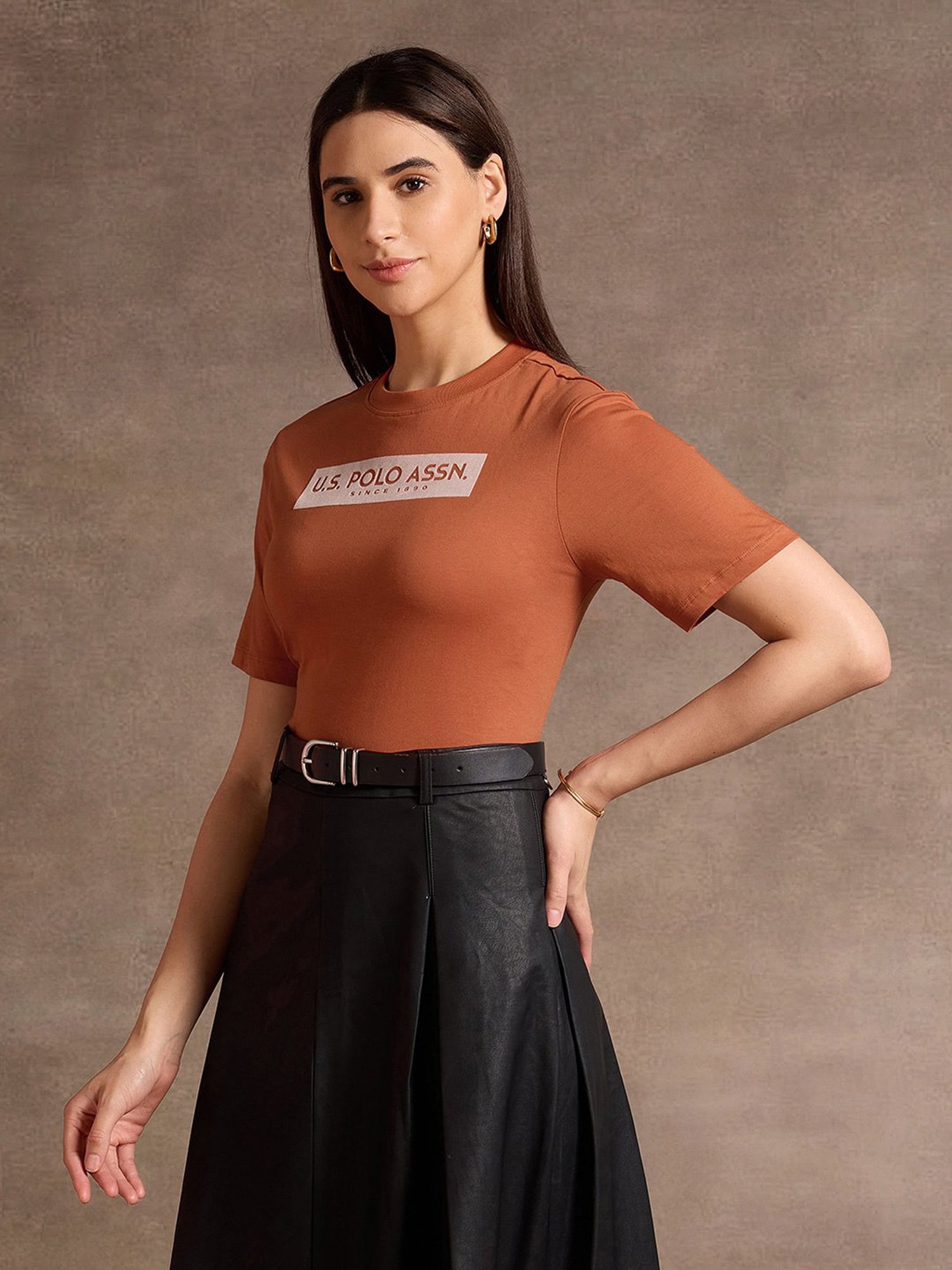 U.S. Polo Assn. Brown Graphic Print T-Shirt