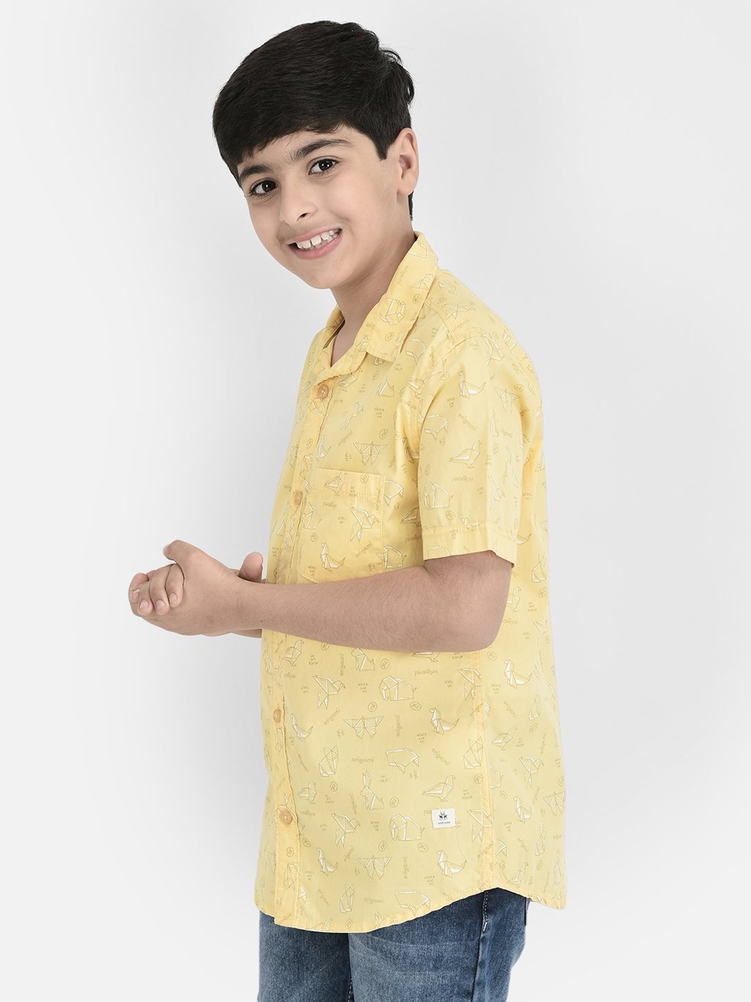 Crimsoune Club Kids Yellow Printed Shirt