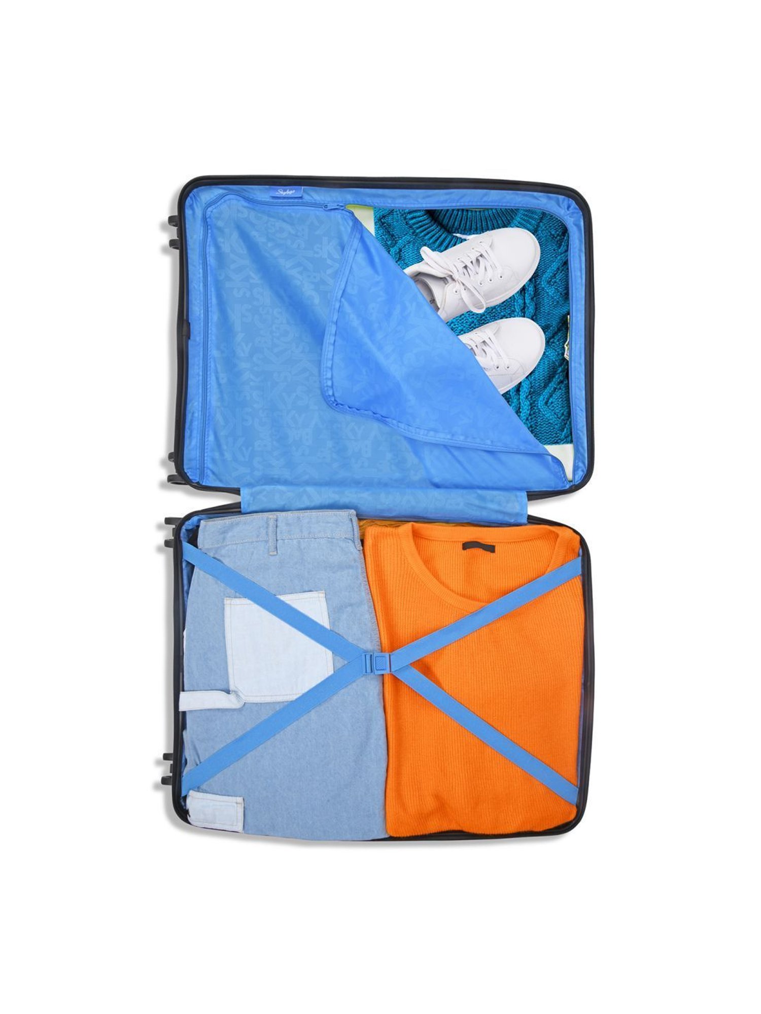 Skybags Maximus Blue Textured Hard Medium Trolley Bag - 29 cm