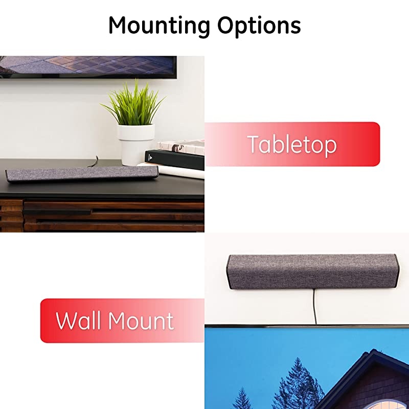 Indoor TV Antenna, Fabric Bar Design, Long Range Amplified Antenna, Home Decor, Digital, HDTV Antenna, Smart TV Compatible, 4K 1080P VHF UHF, Signal Booster, 45354