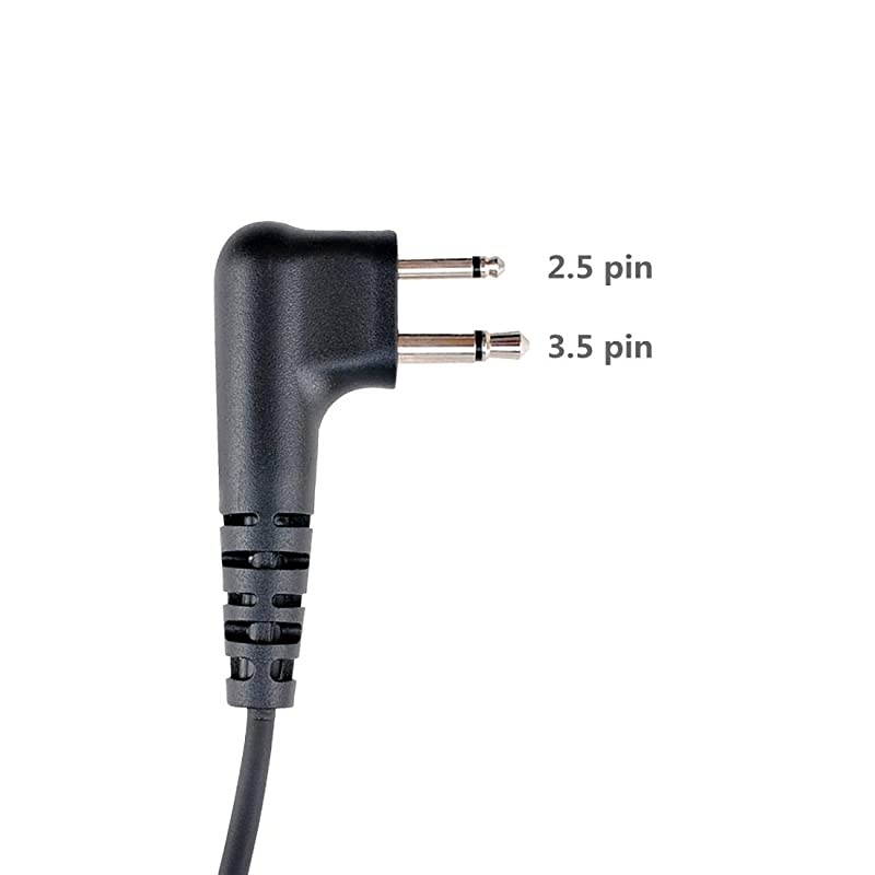 Covert Acoustic Tube Walkie Talkie Earpiece Headset with Mic Compatible with 2 Pin Motorola Two Way Radio PU Material Black Motorola