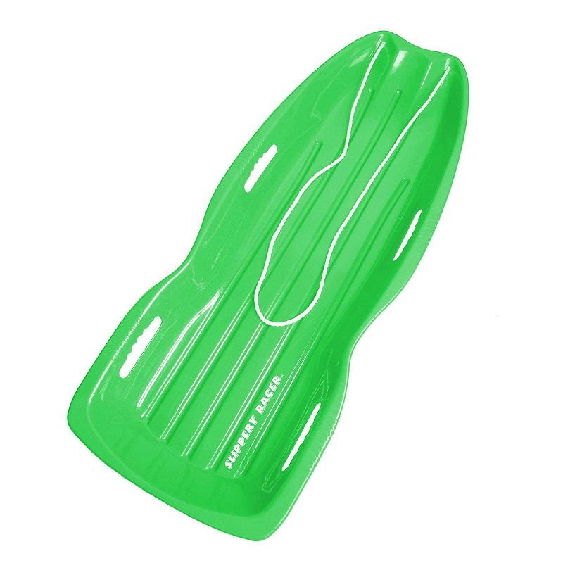 Slippery Racer Downhill Xtreme Flexible Adults and Kids Plastic Toboggan Snow Sled for Up To 2 Riders with Pull Rope, Green