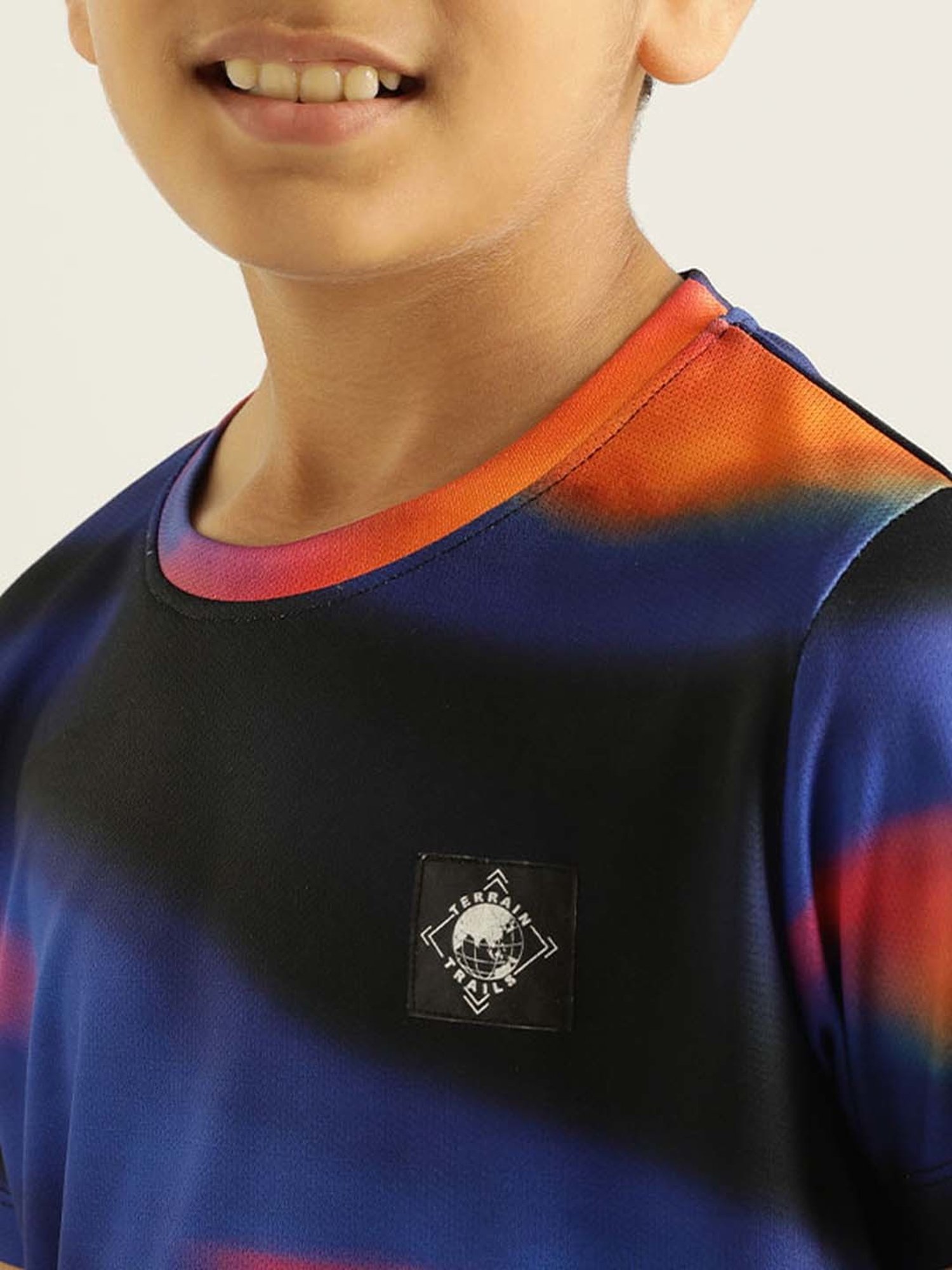 Indian Terrain Kids Black & Blue Printed T-Shirt